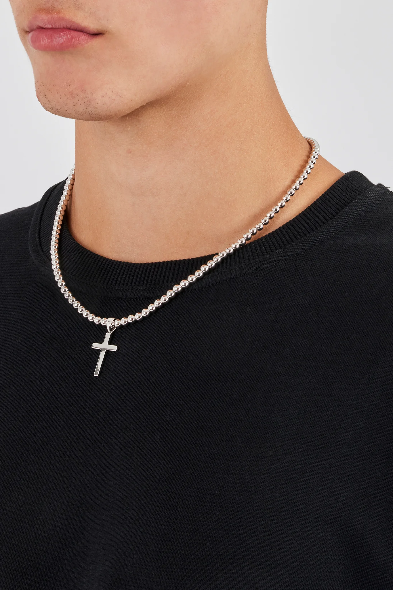 Polished Cross Bobble Chain Necklace - 25mm - Image 3