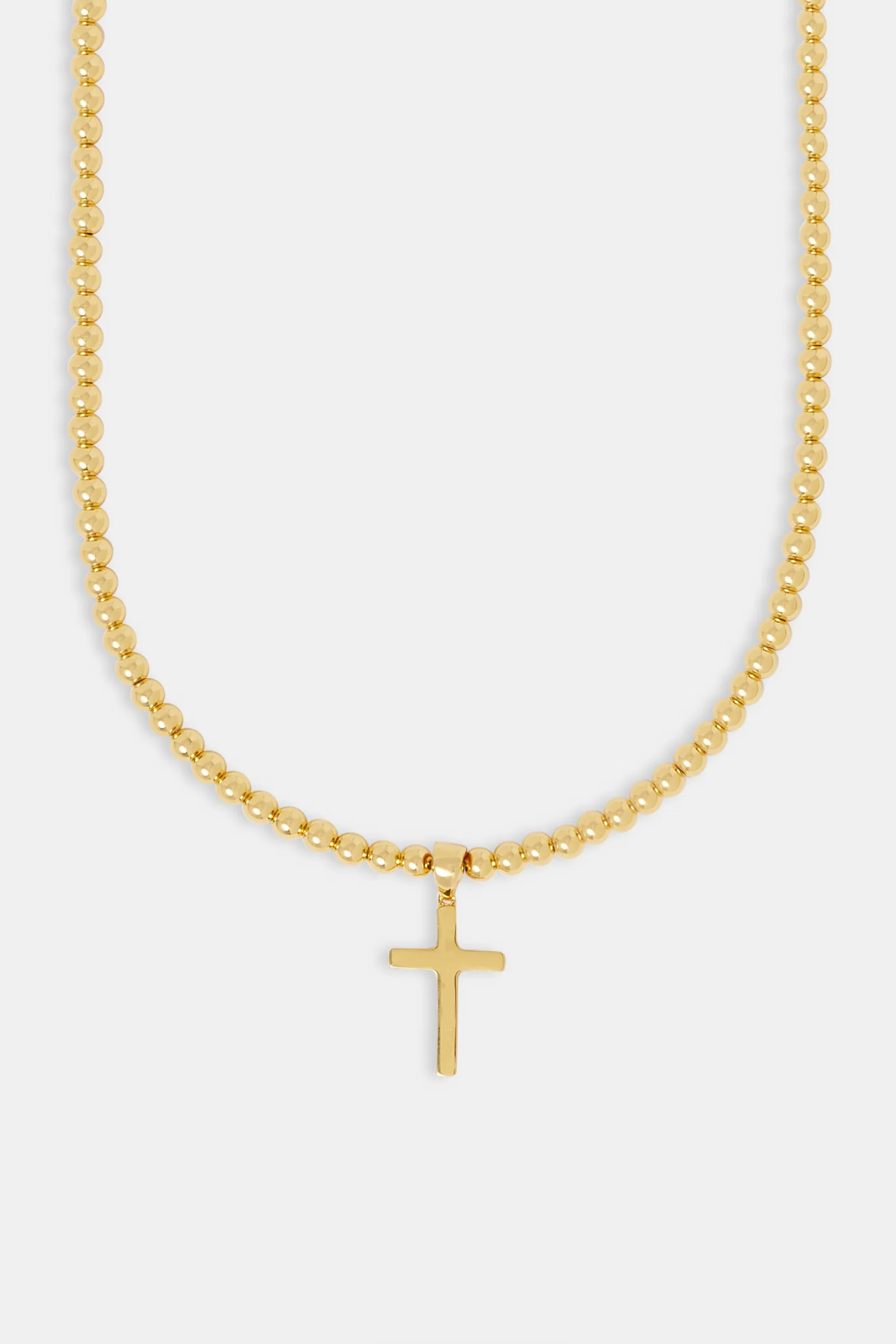 Polished Cross Bobble Chain Necklace - 25mm - Gold - Image 2