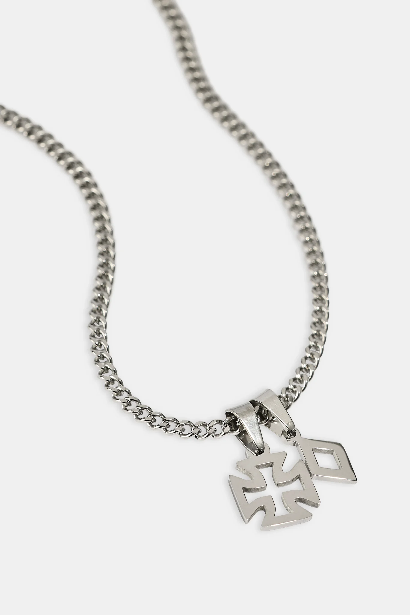 Polished Cross & Star Layered Necklace - 10mm - Image 2