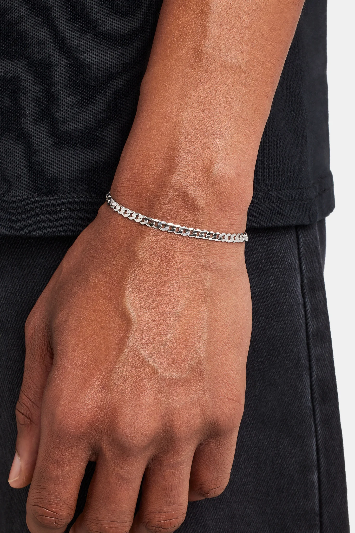 Polished Cuban Bracelet - 4mm - Image 2