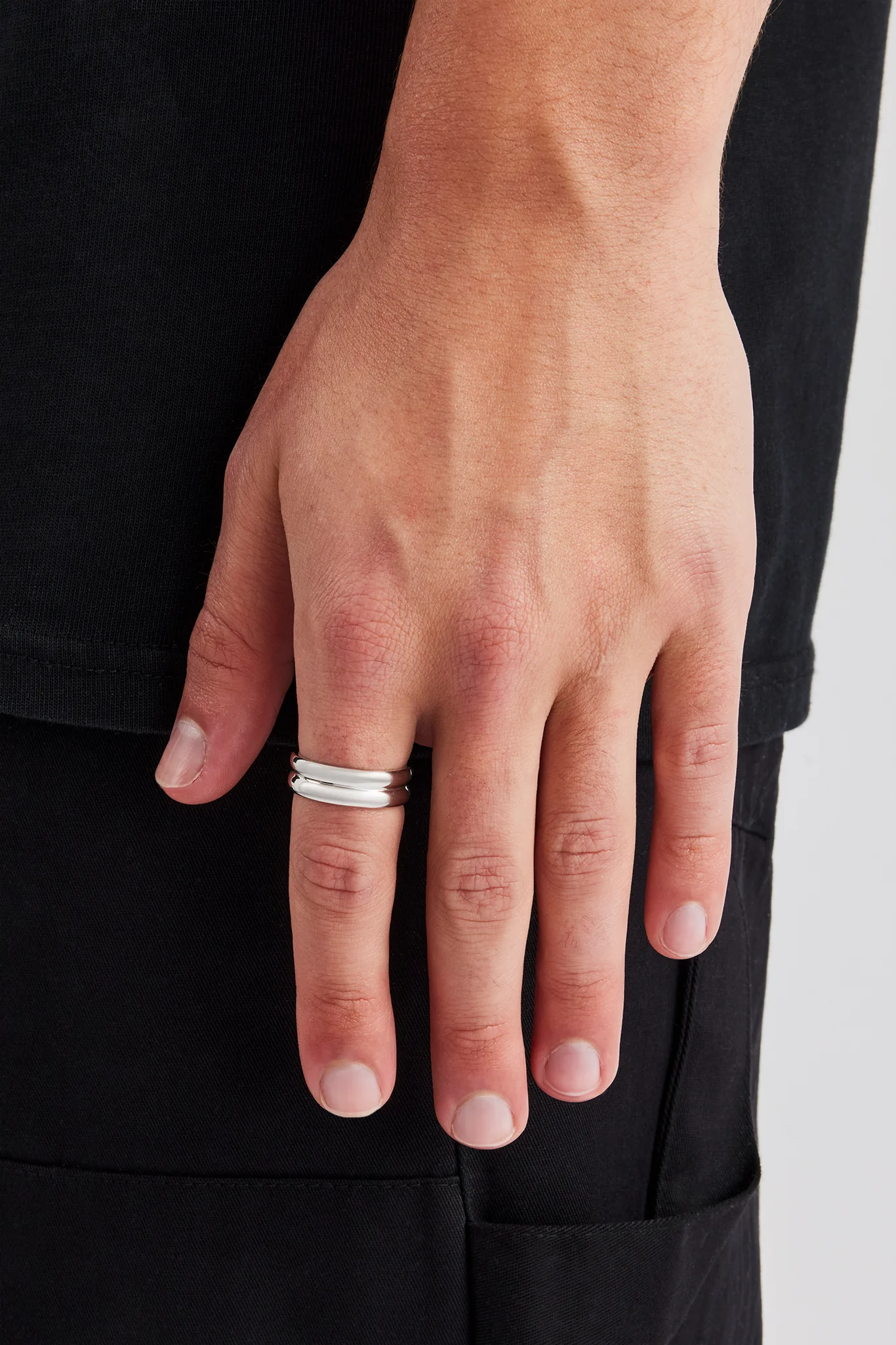 Polished Double Row Ring - 8mm - Image 2