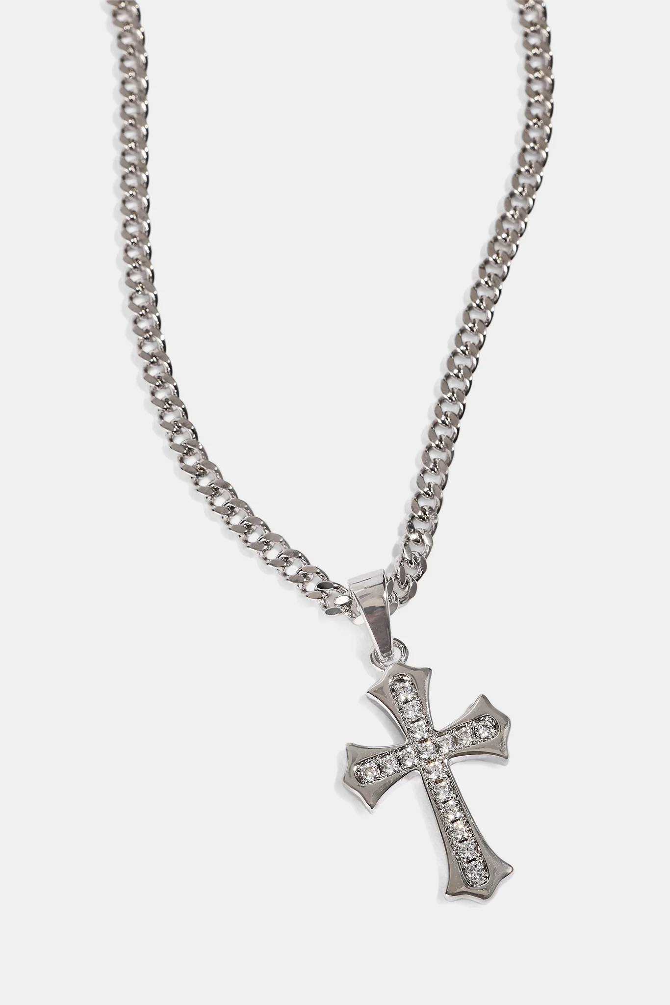 Polished Edge Iced Cross Cuban Necklace - 25mm - Image 3