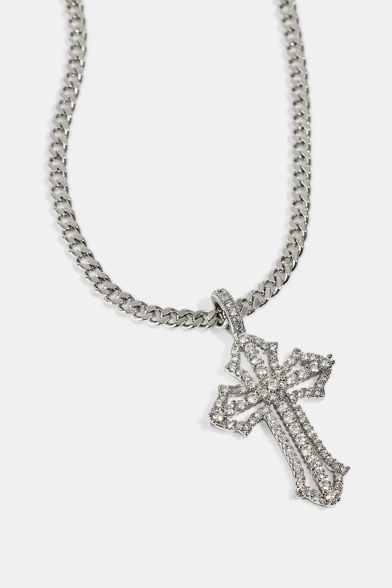 Polished & Iced Cross Micro Cuban Necklace - 3mm - Image 3
