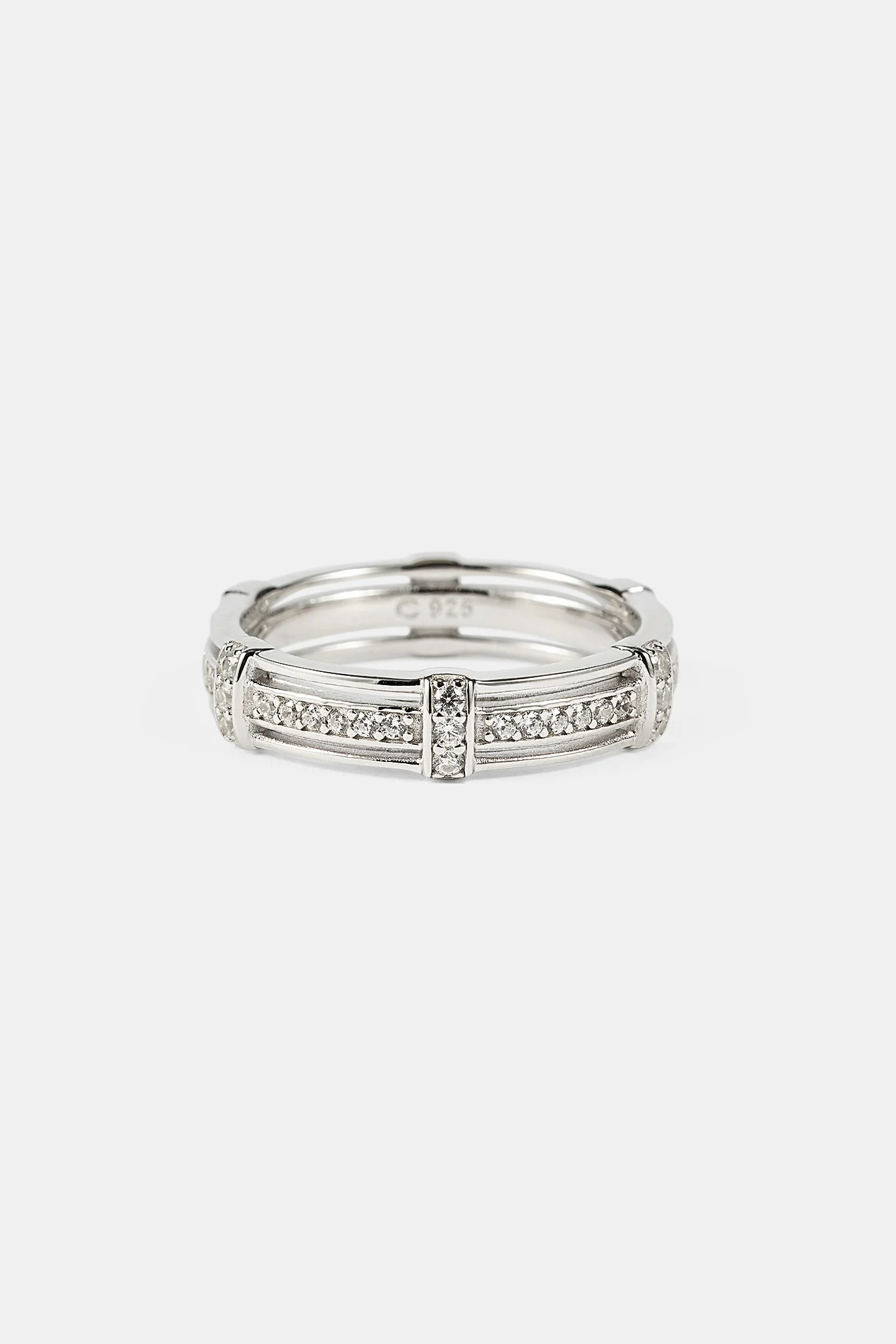 Polished & Iced Layered Ring - 6mm - Image 3