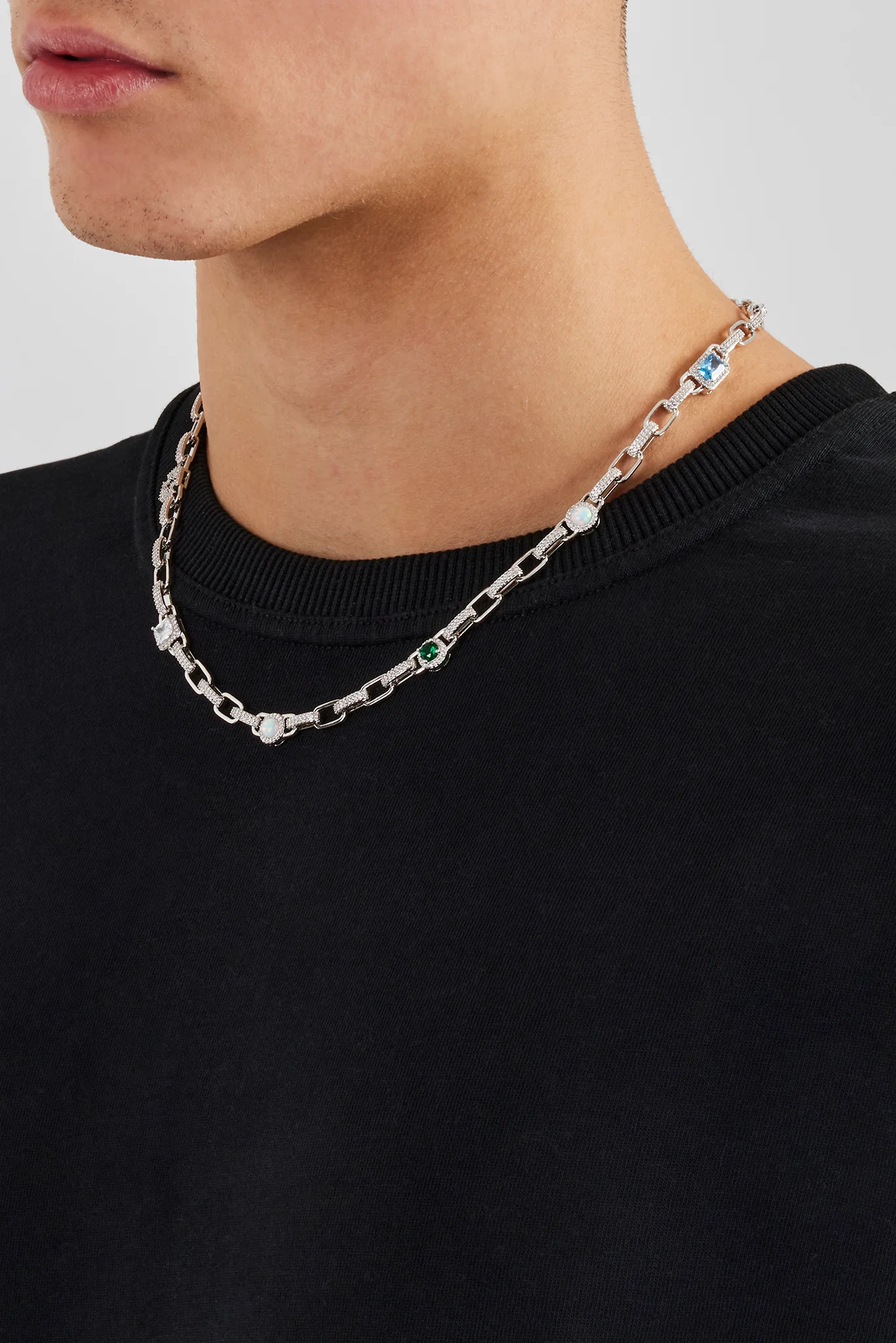 Polished & Iced Link Gemstone Motif Chain - 6mm - Image 3