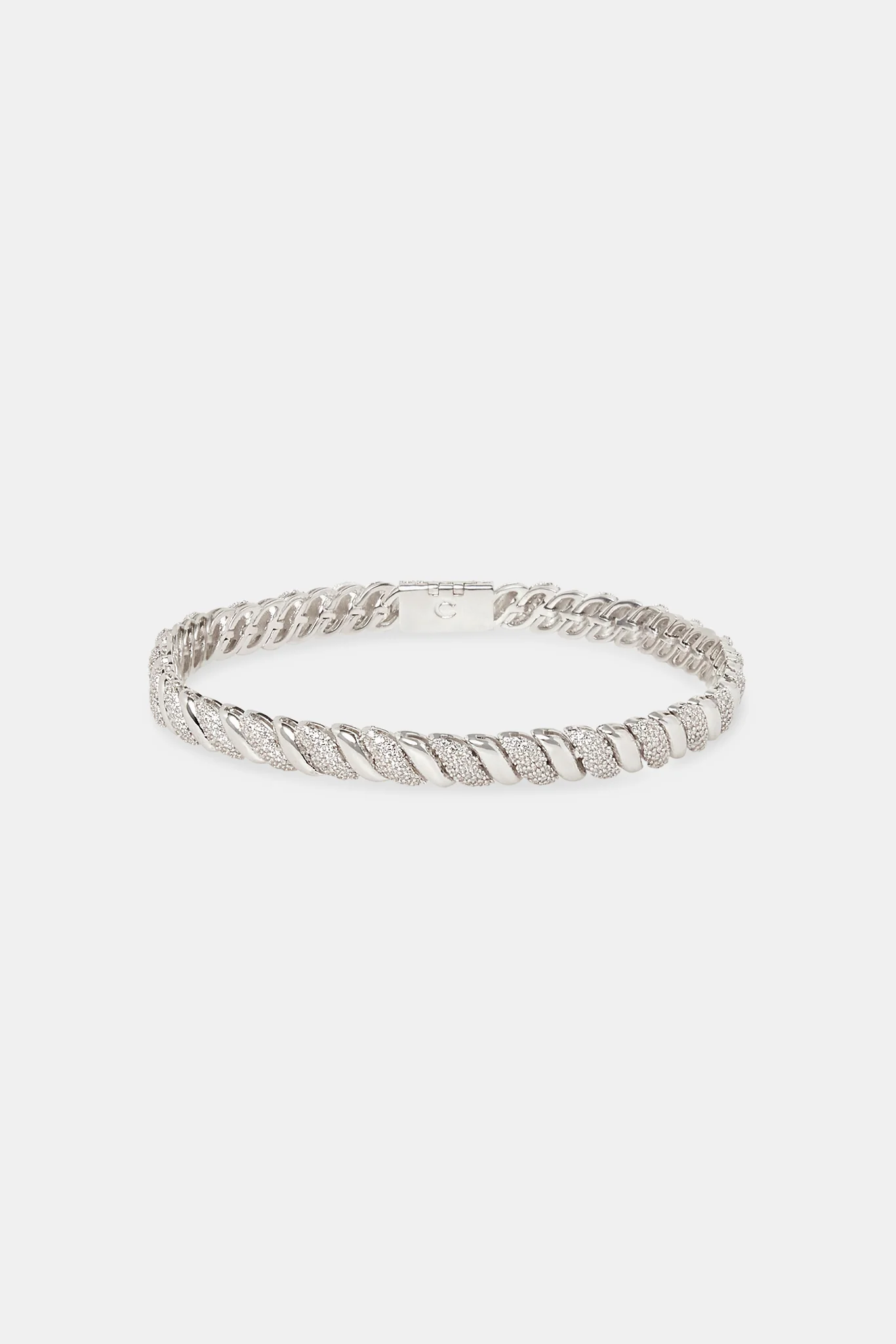 Polished & Iced Rope Link Bracelet - 6mm - Image 2