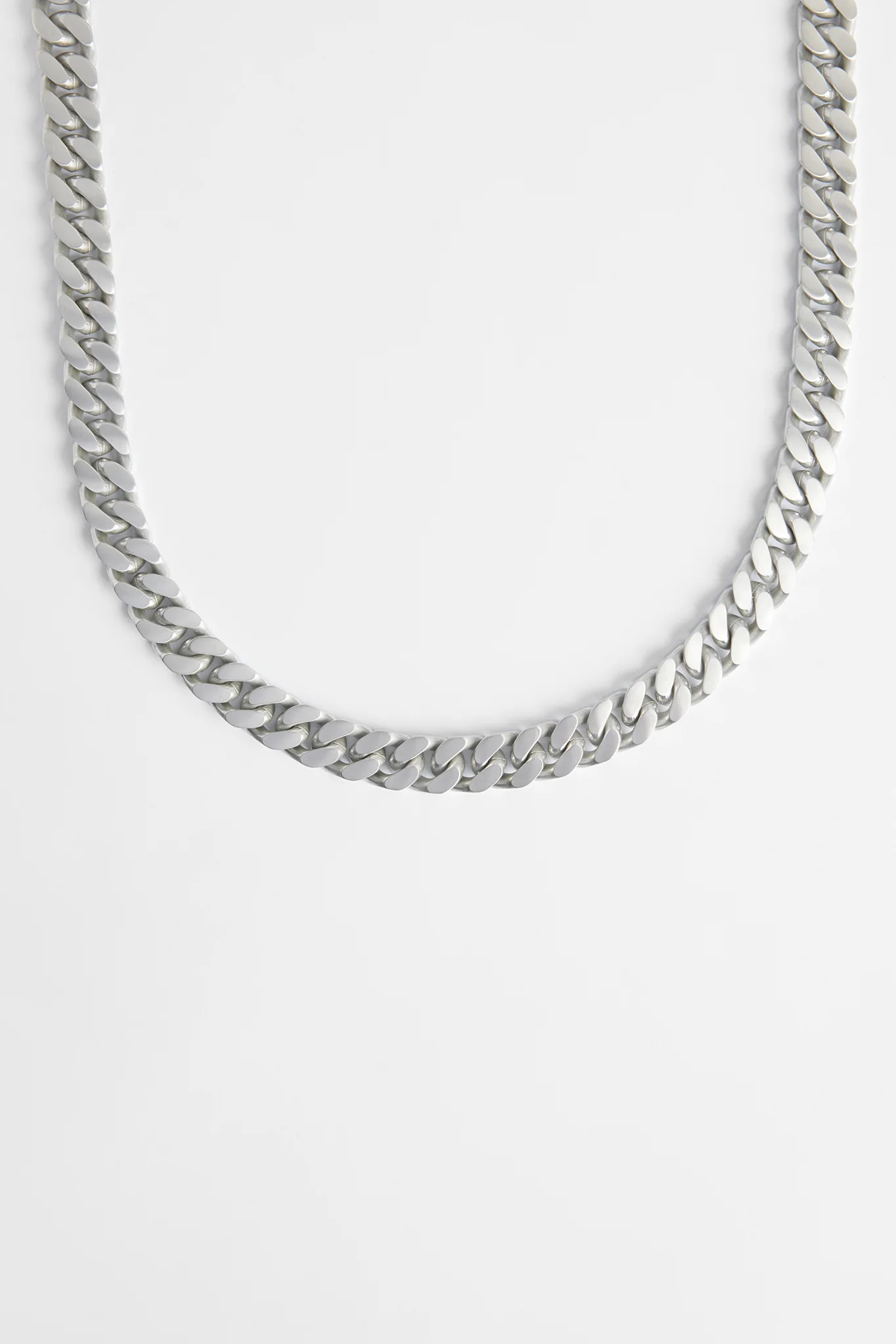 Polished Pewter Flat Cuban Bracelet / Chain