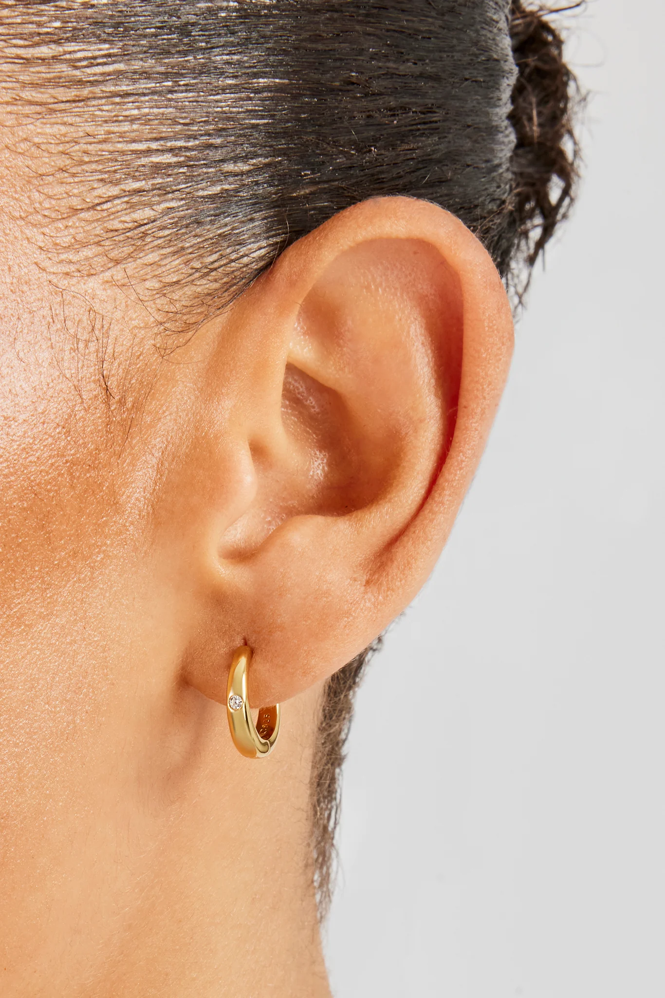 Polished Rounded Cz Hoop Earrings - 15mm - Image 2
