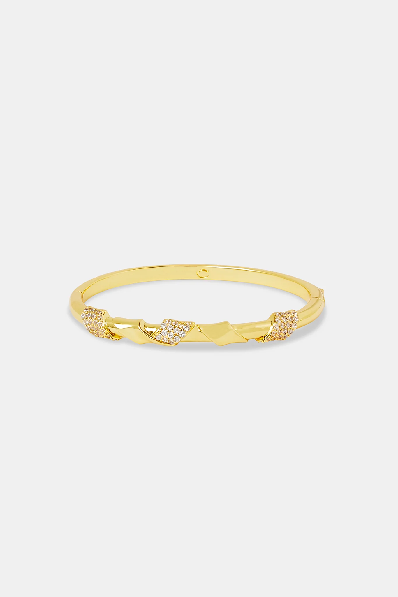 Polished Wrap Around Iced Bangle - 4mm - Image 2