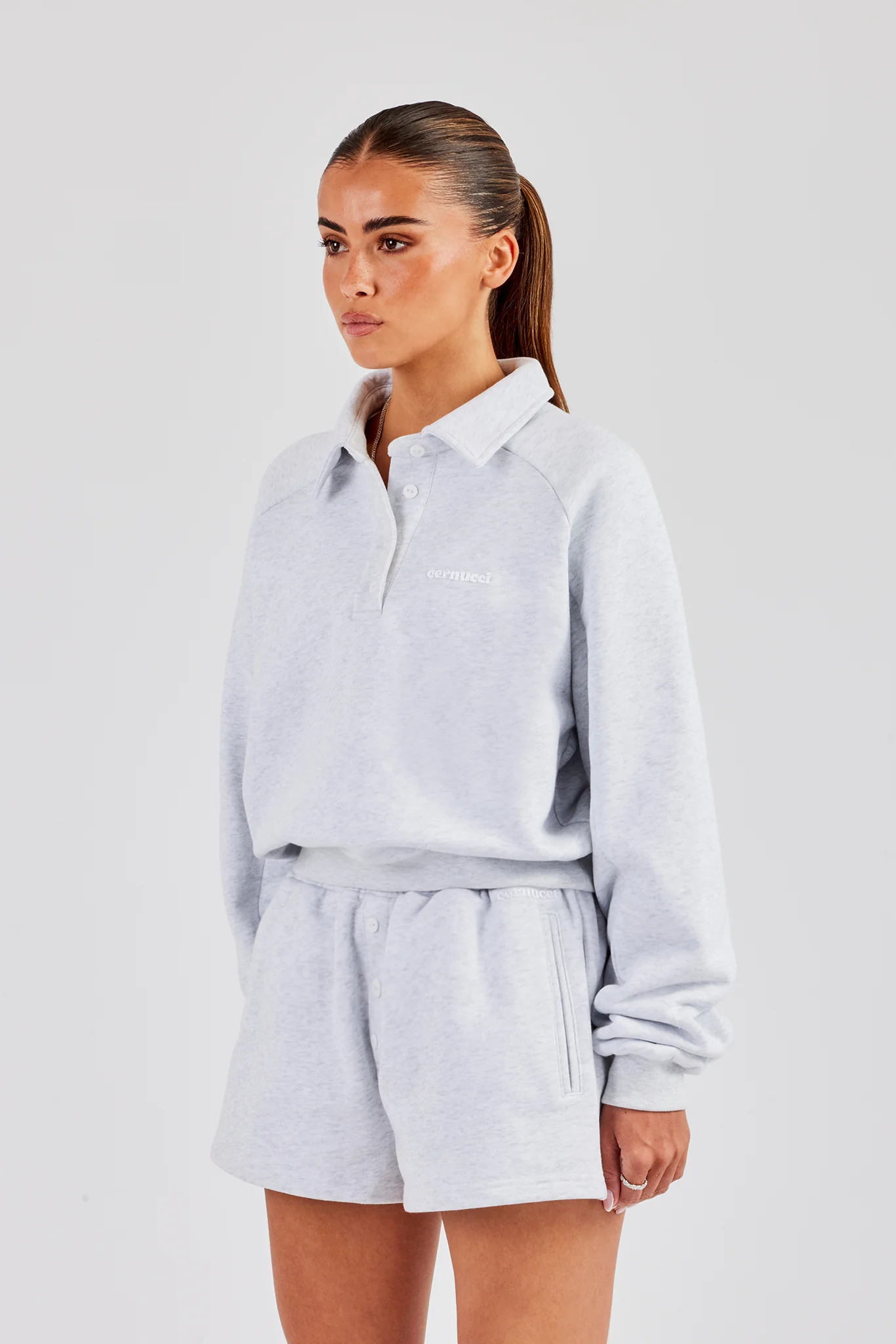 Polo Sweatshirt - Heather Grey - Image 2