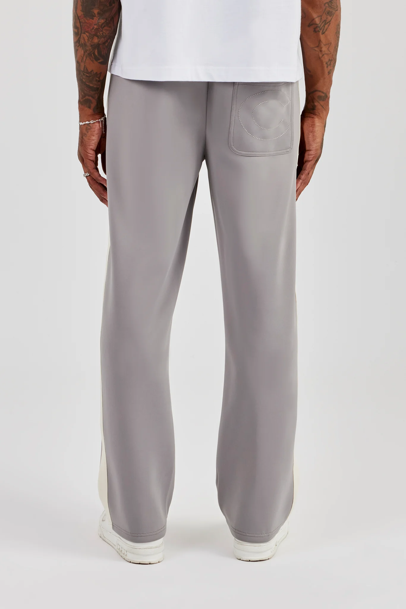 Poly Contrast Relaxed Trouser - Grey - Image 3