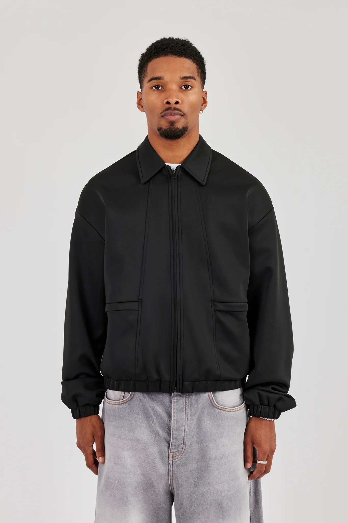 Poly Contrast Track Jacket - Black - Image 3