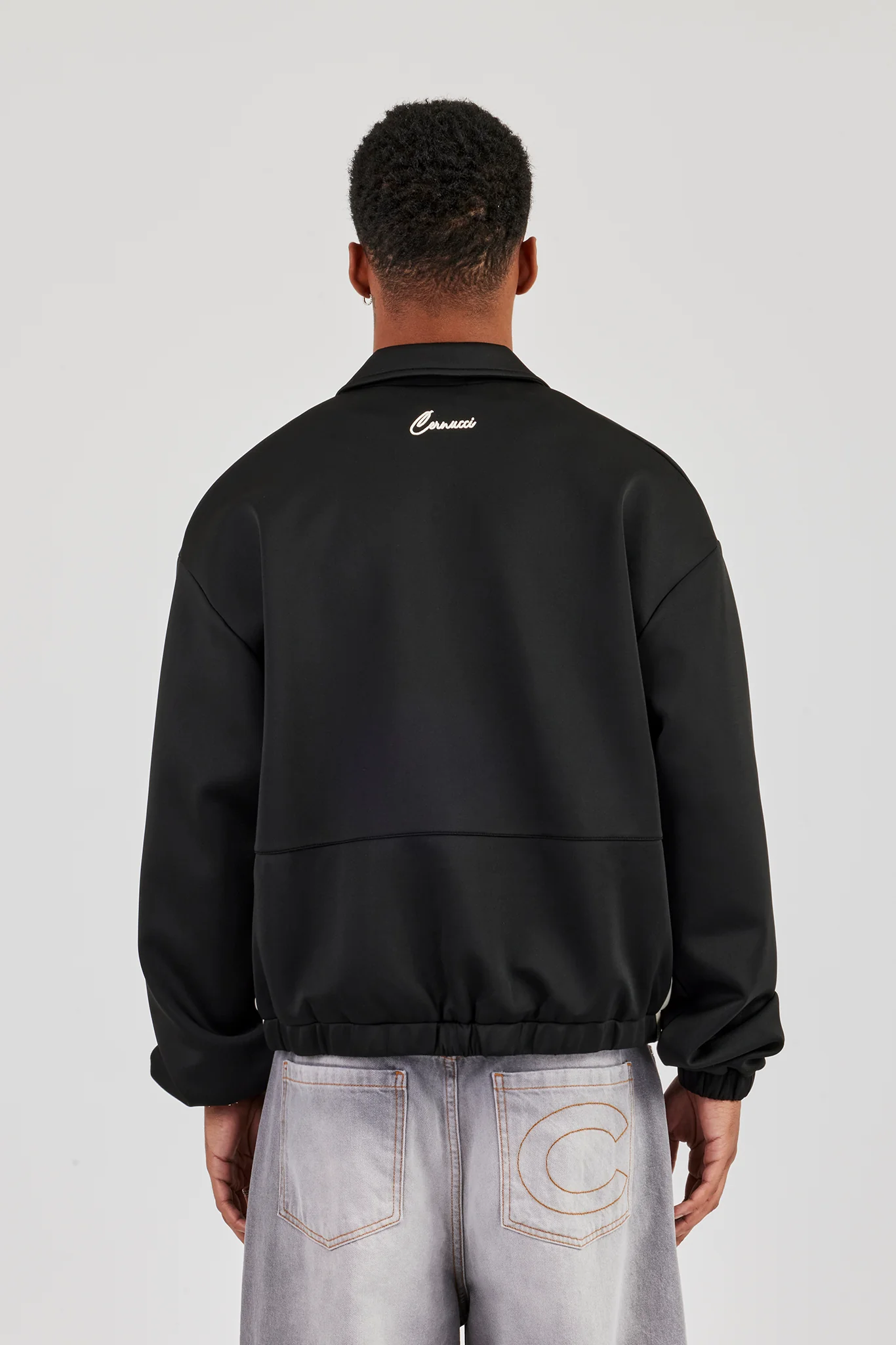 Poly Contrast Track Jacket - Black - Image 4