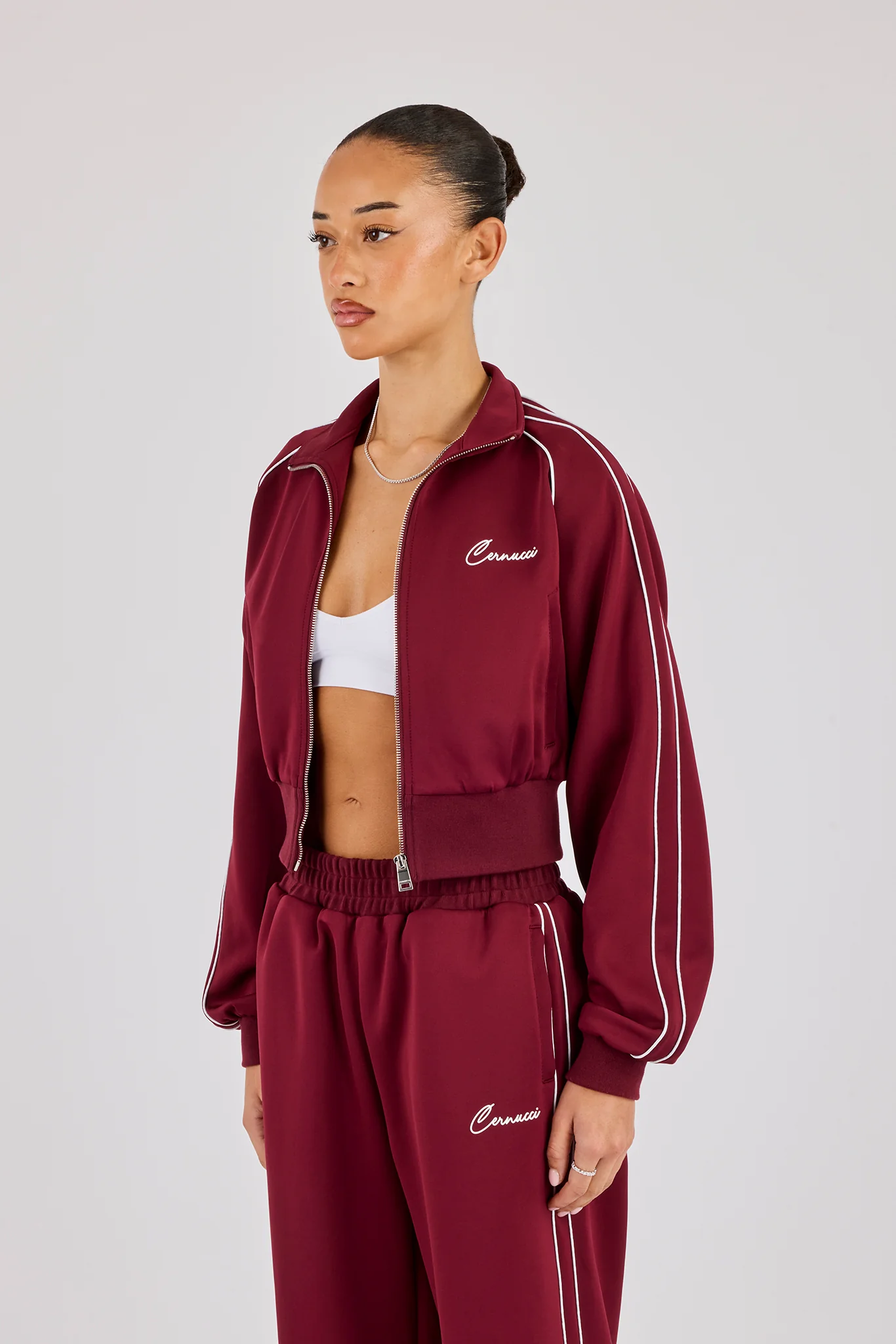 Poly Piping Track Jacket - Burgundy - Image 2