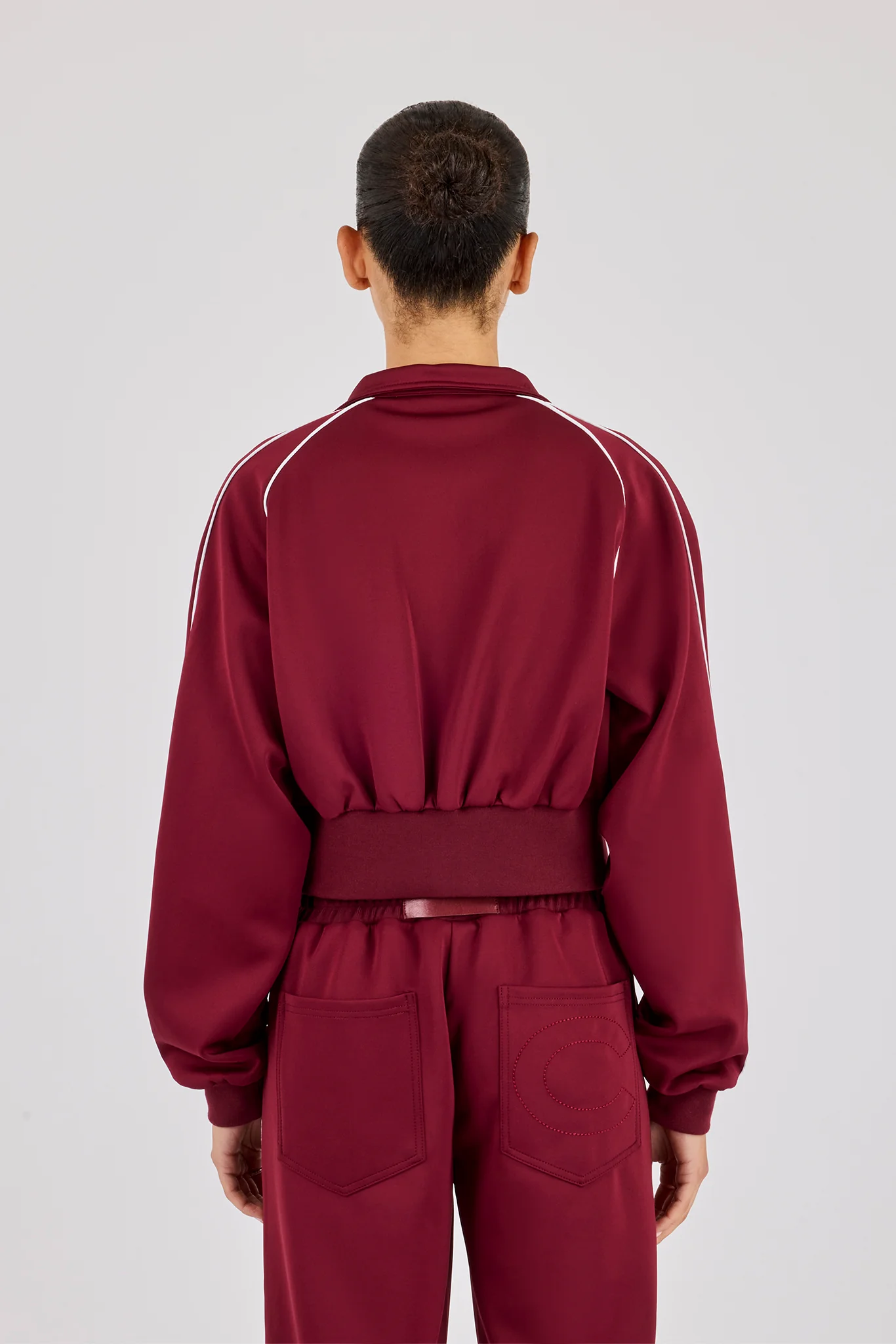 Poly Piping Track Jacket - Burgundy - Image 3