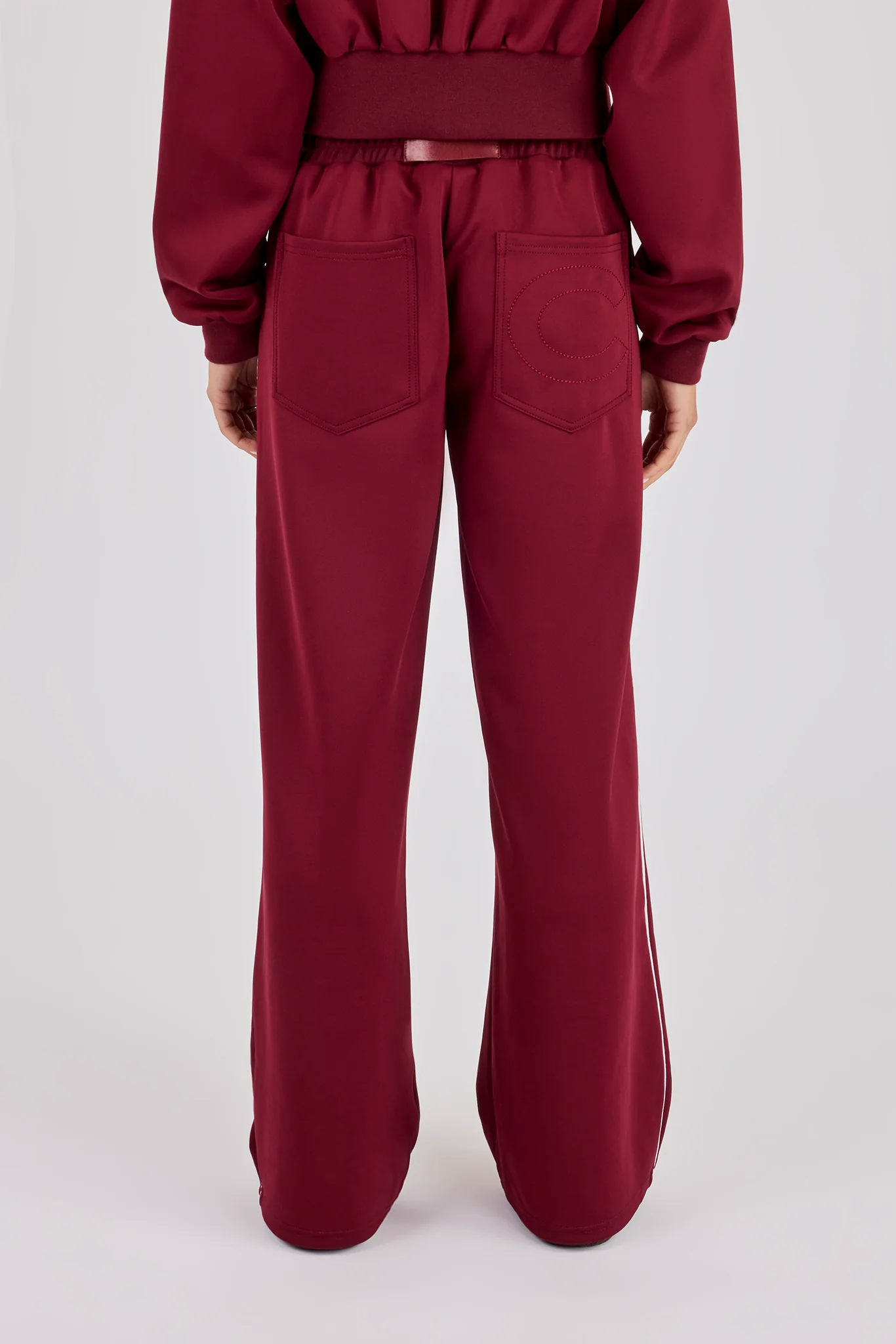 Poly Piping Track Pant - Burgundy - Image 3