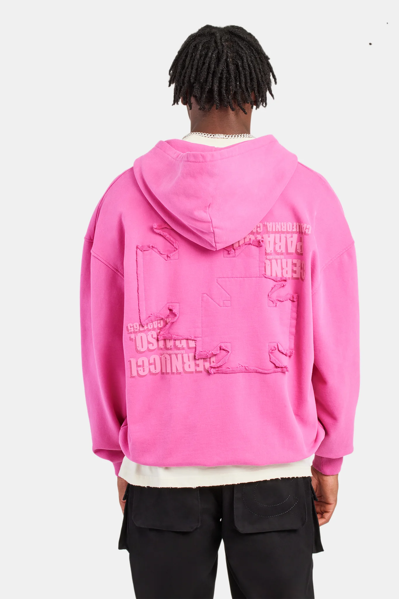 Printed Applique Zip Hoodie - Pink - Image 2