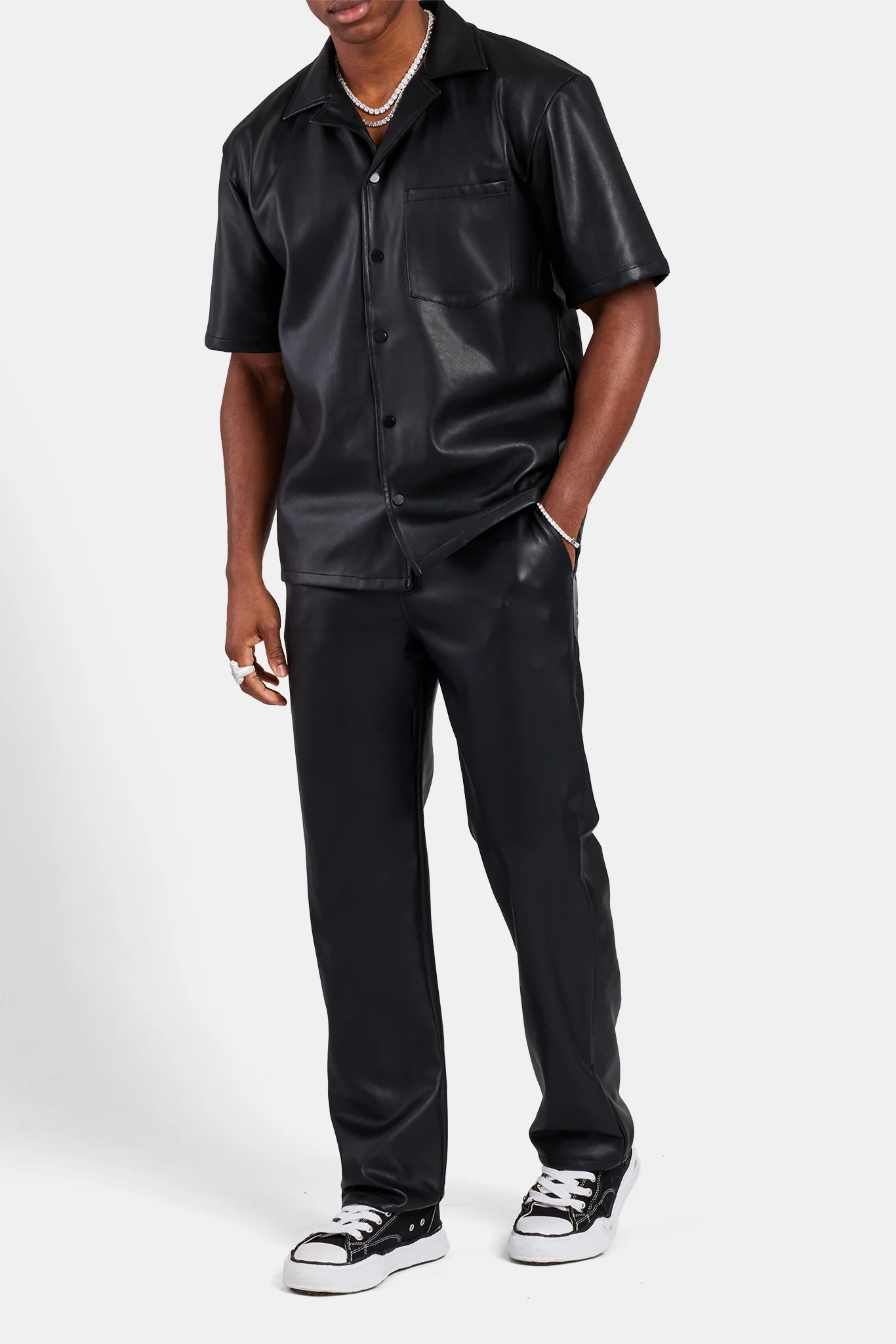 Faux Leather Trouser - Black - Image 4
