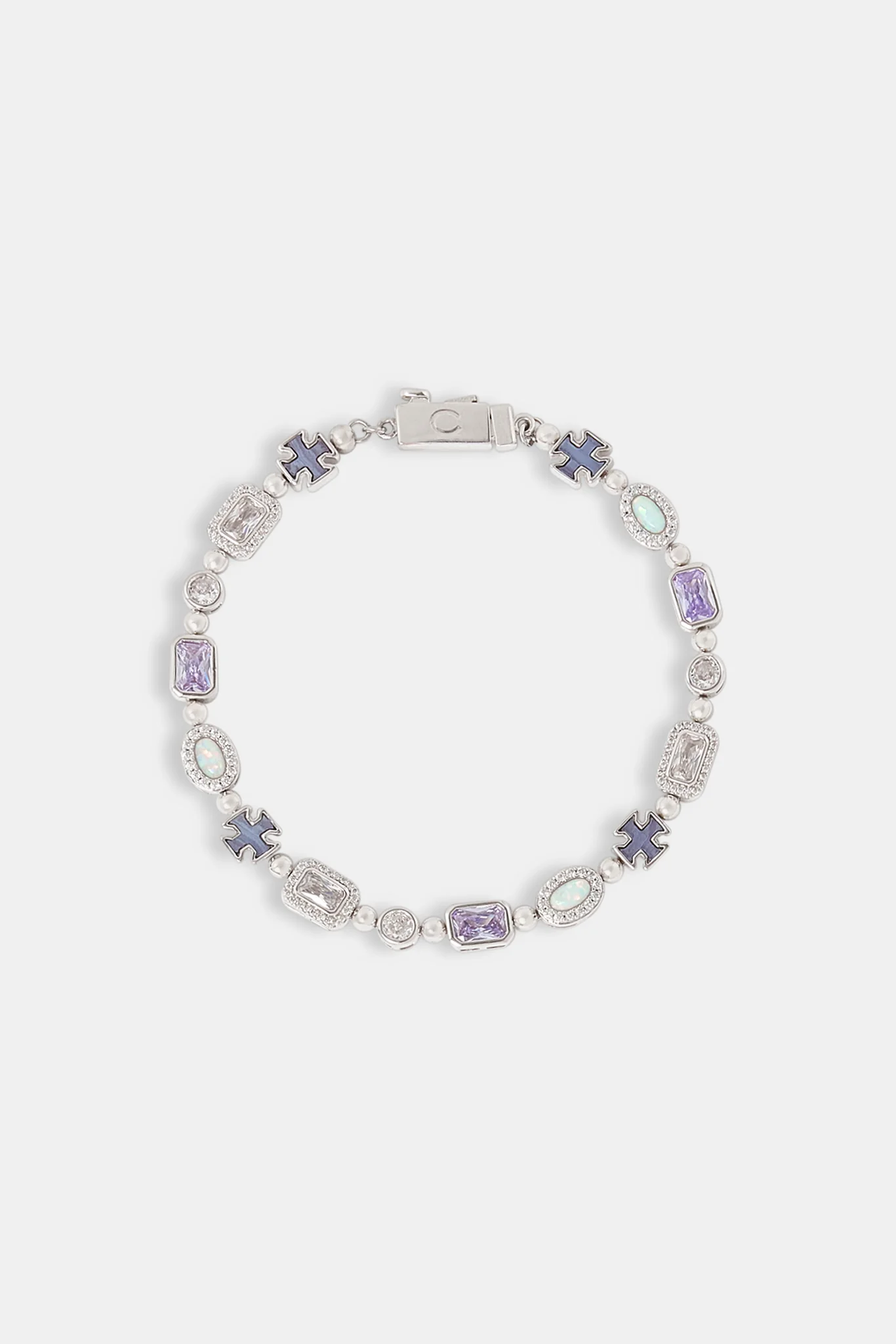 Purple Agate & Clear Multi Gemstone Bracelet - 6mm - Image 2