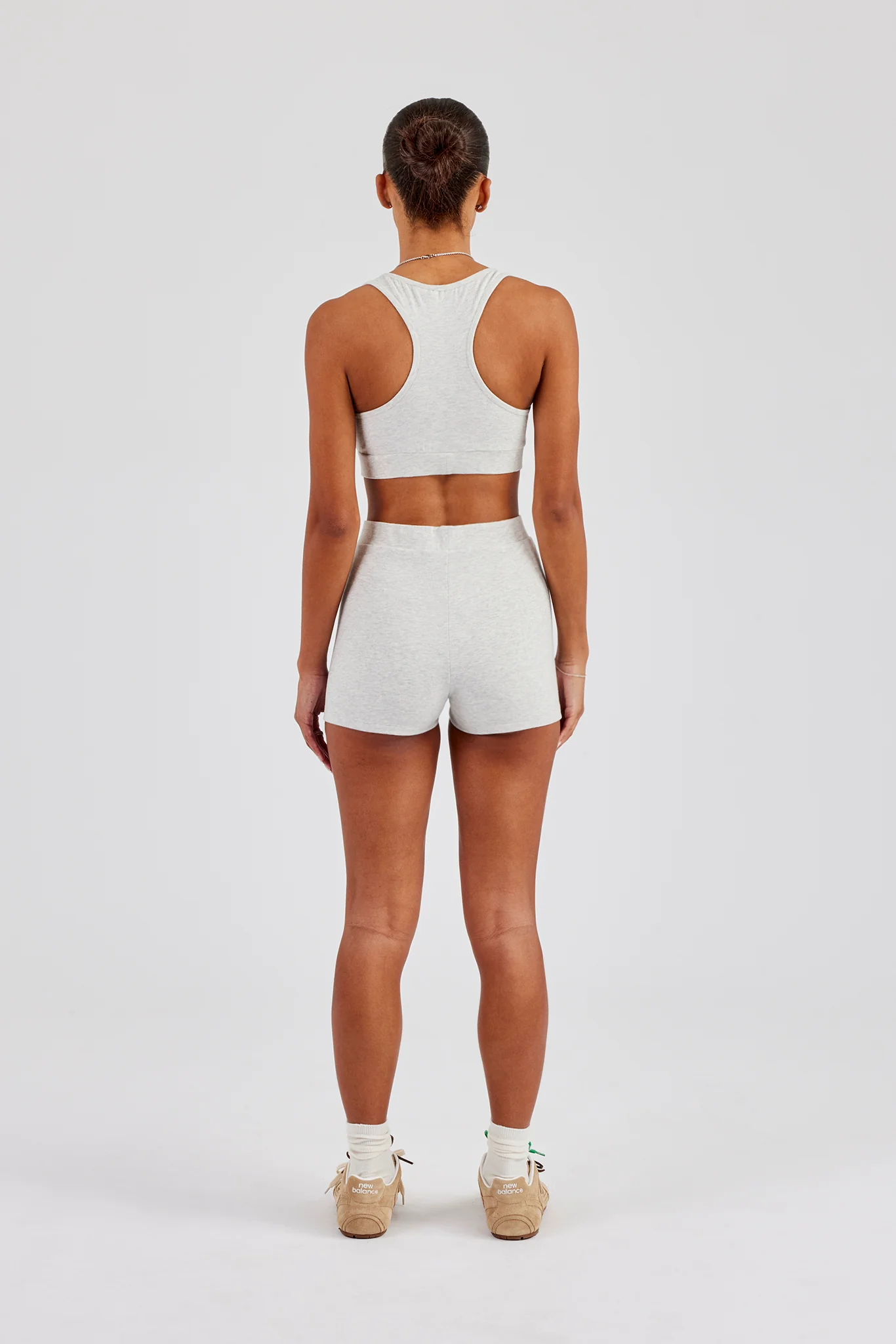 Racer Back Bralet & Jersey Boxer Short Set - Ash Grey - Image 4