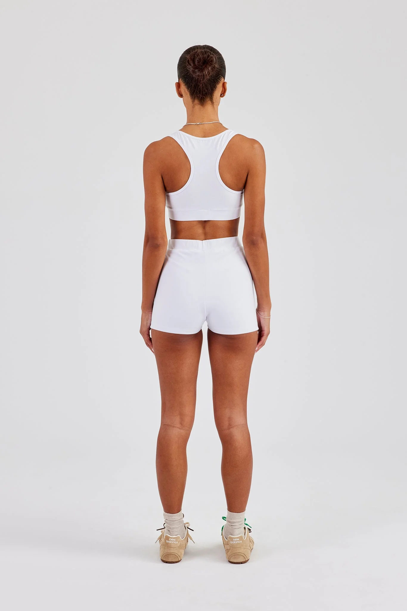 Racer Back Bralet & Jersey Boxer Short - White - Image 9