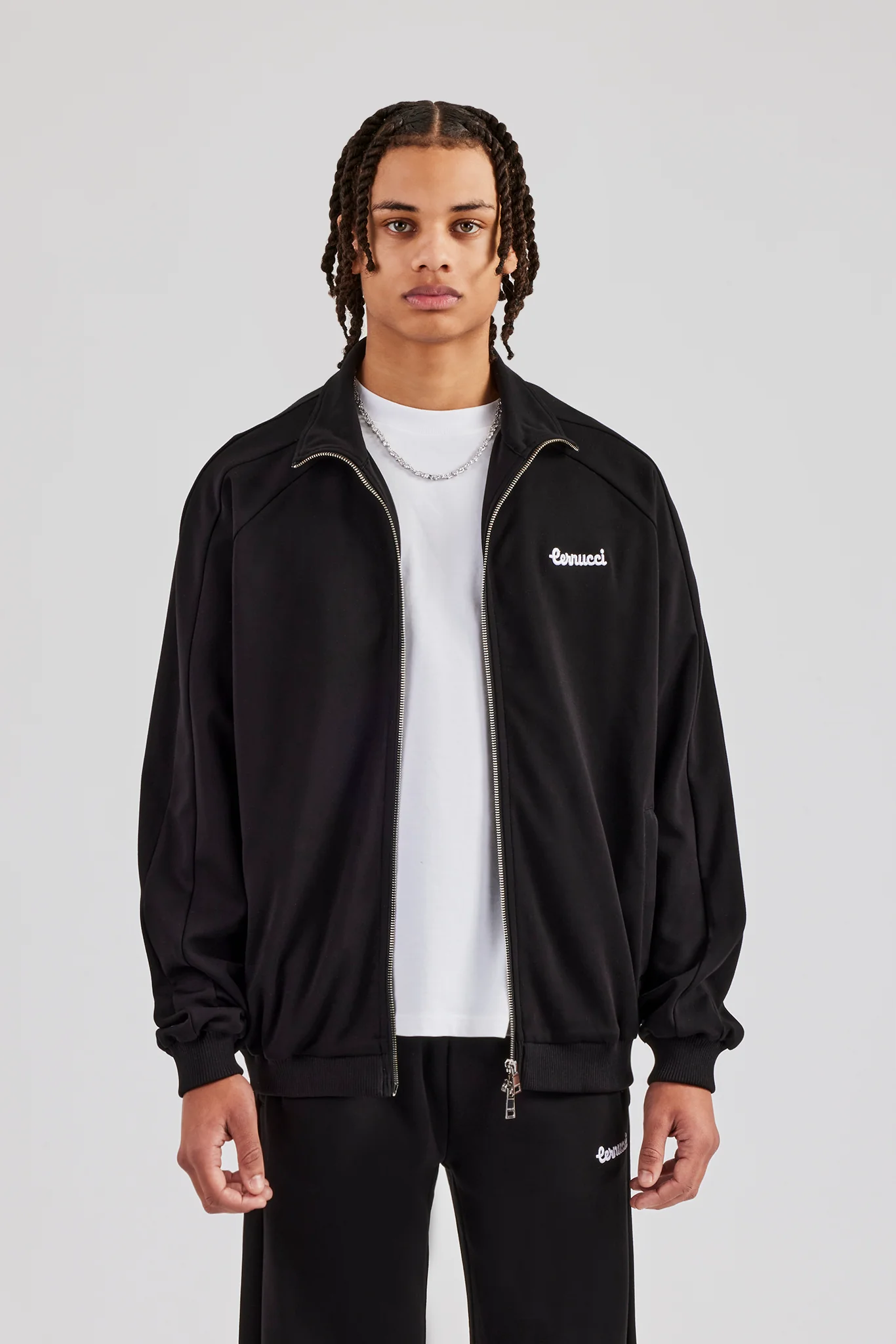 Raglan Embroidered Track Jacket - Black - Image 3