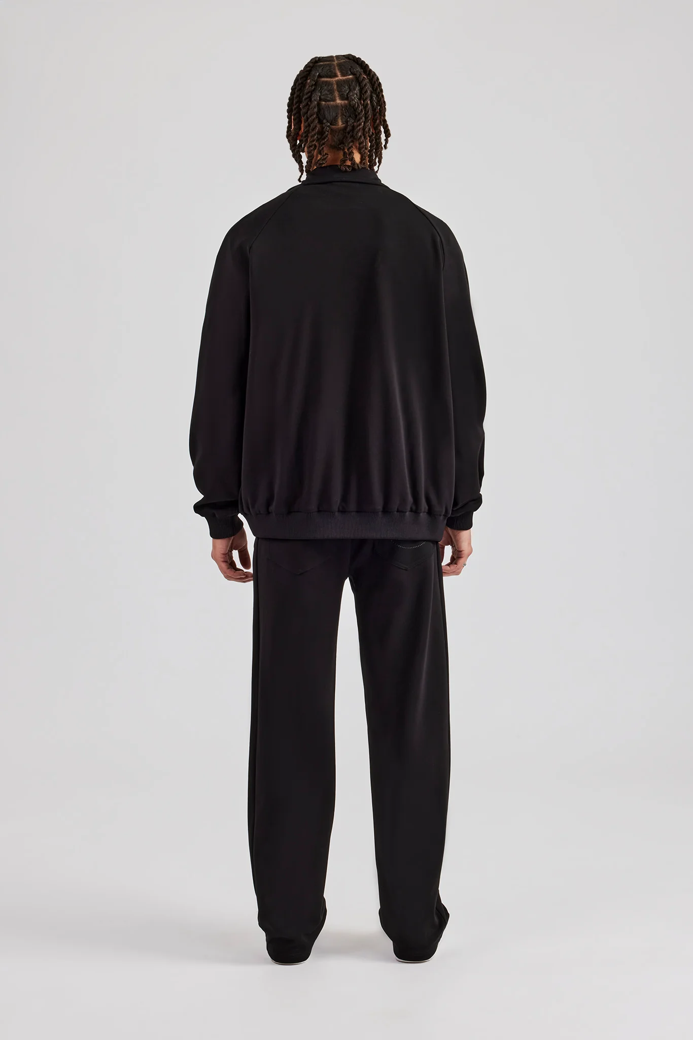 Raglan Track Jacket & Straight Leg Trouser Set - Black - Image 4