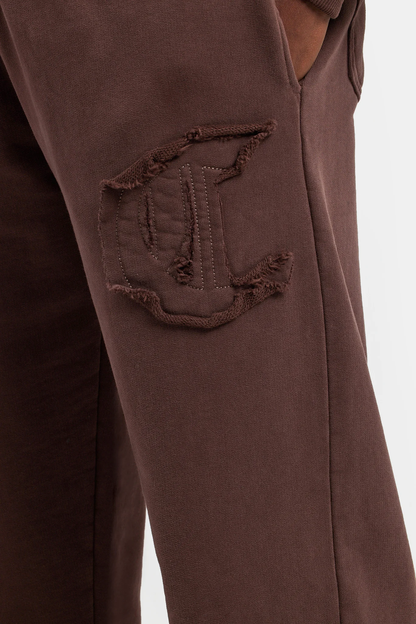 Raw Edge Applique Jogger  - Brown - Image 3