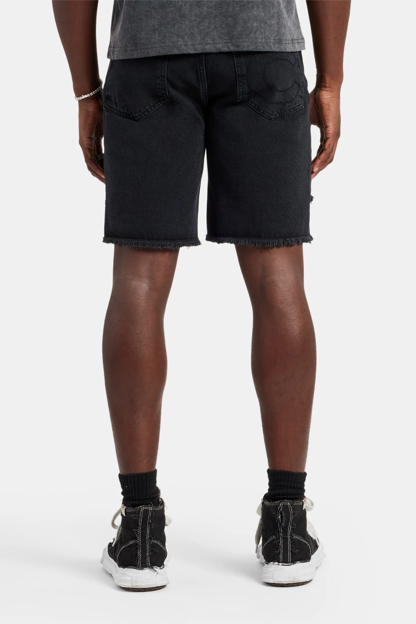 Raw Edge Denim Short - Washed Black - Image 3
