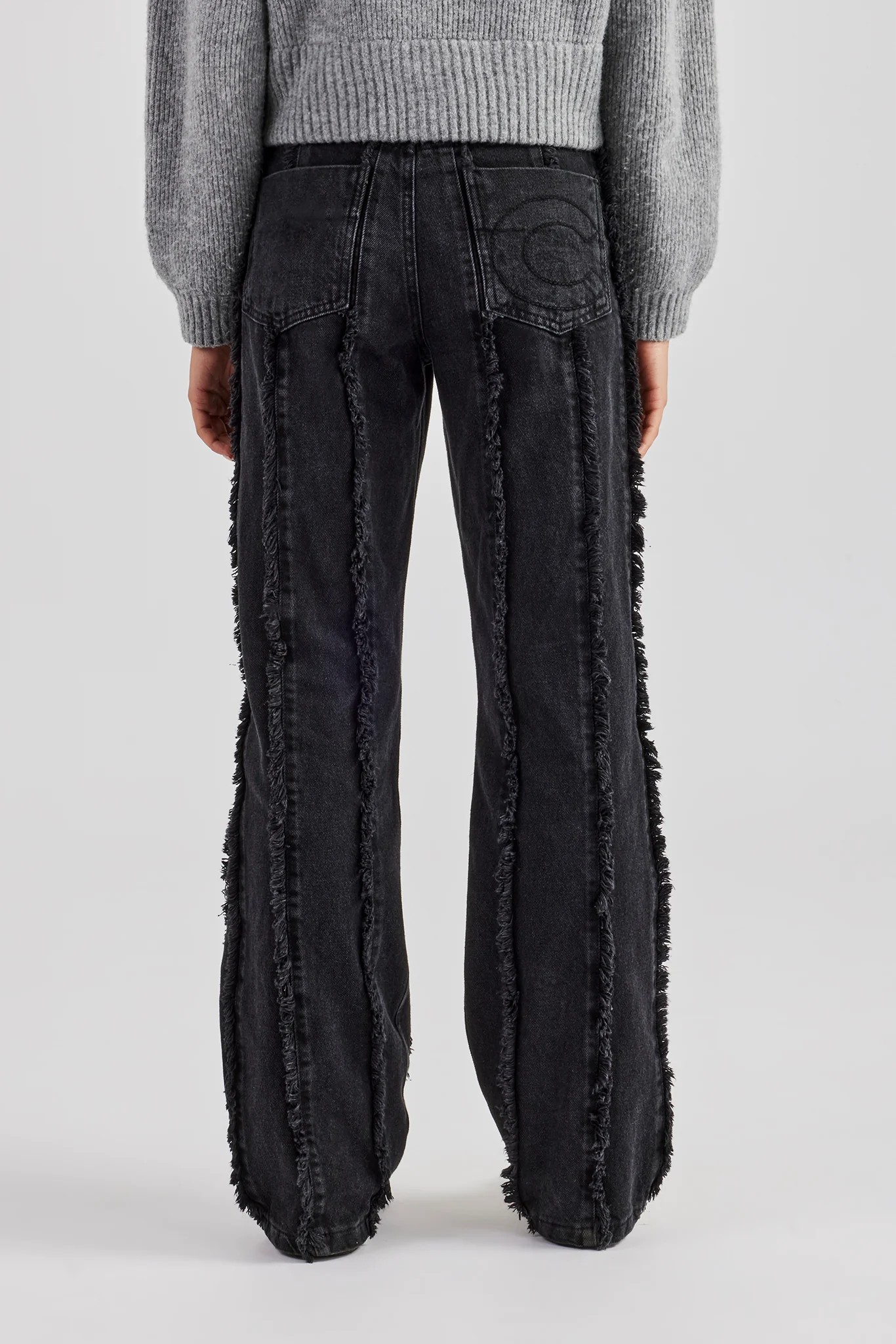 Raw Edge Seam Detail Relaxed Jean - Washed Black - Image 3
