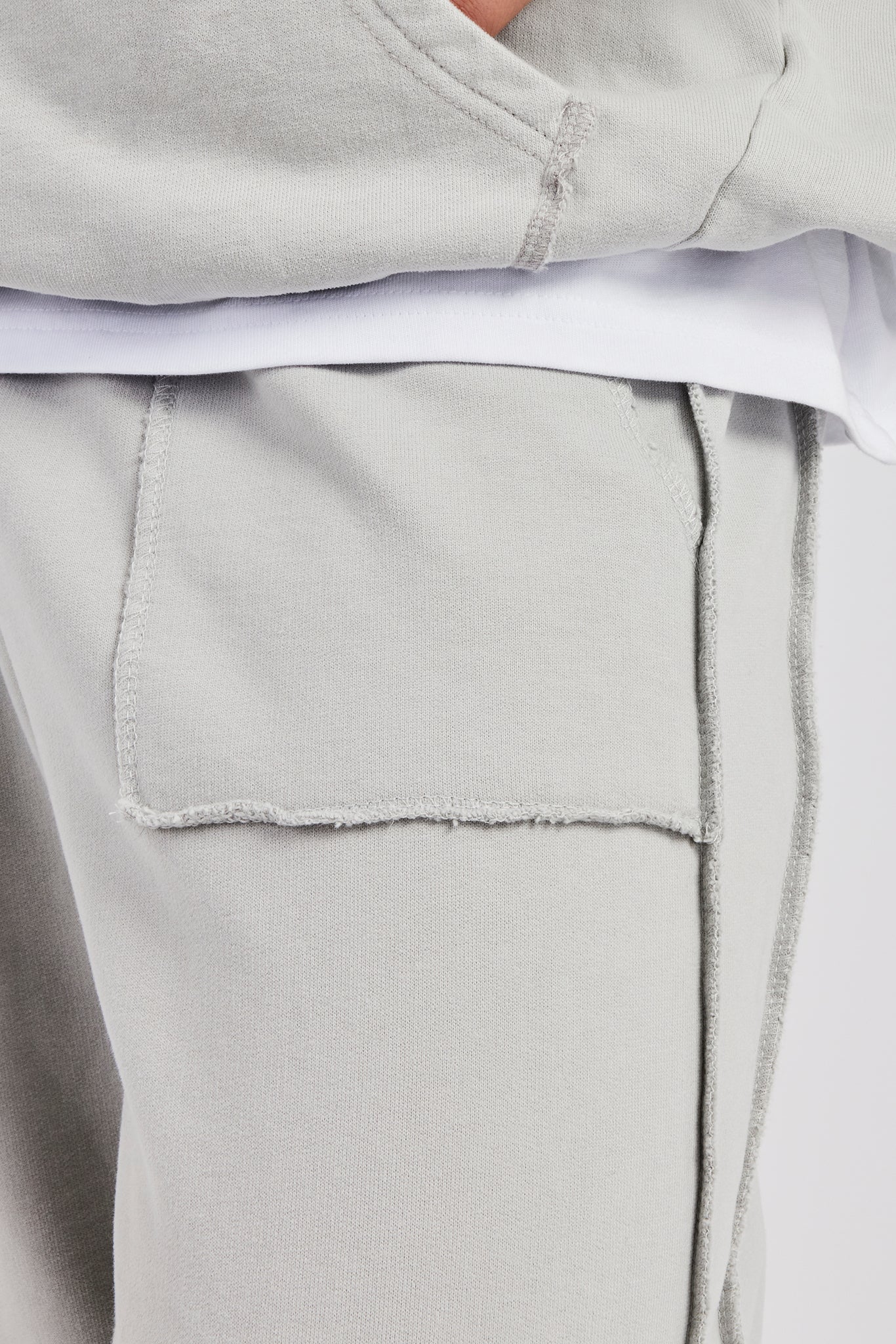 Exposed Seam Straight Leg Jogger - Ash Grey - Image 3