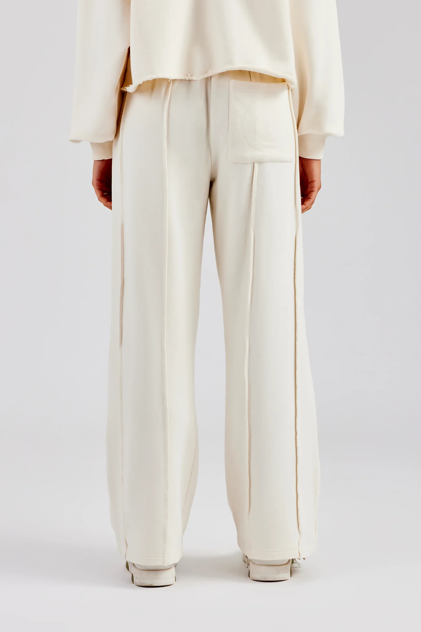 Raw Edge Waistband Jogger - Off White - Image 3