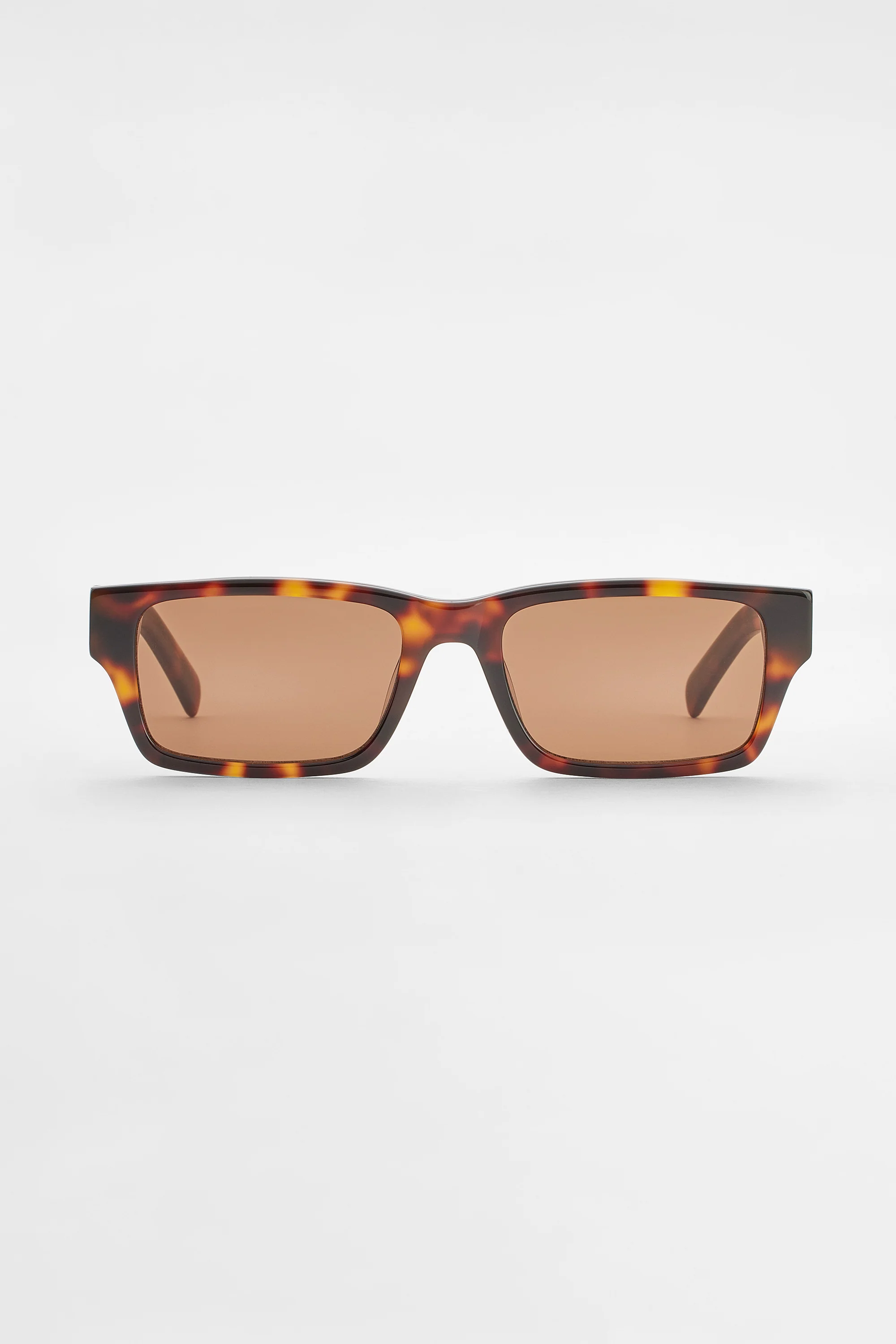 Rectangular Acetate Sunglasses - Brown - Image 4