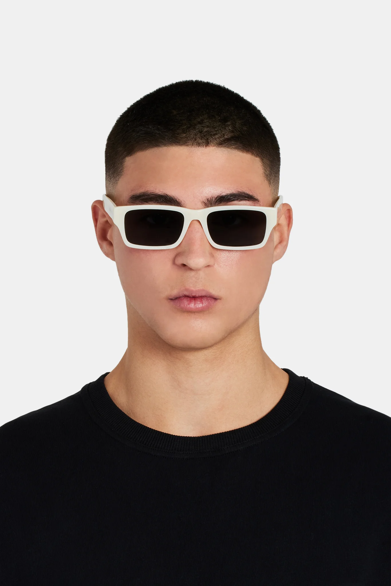 Rectangular Acetate Sunglasses - Ecru - Image 2