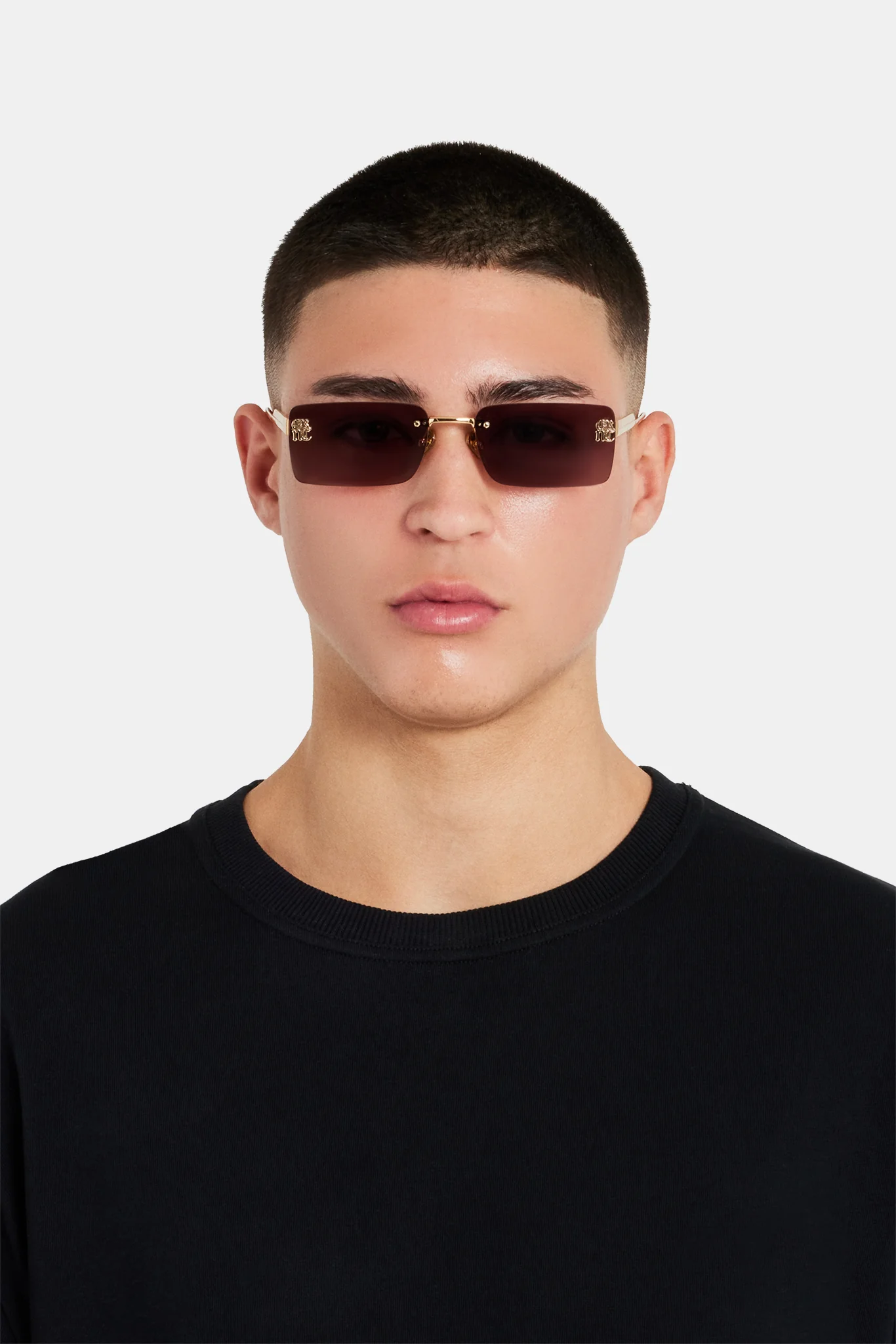 Rectangular Tinted Sunglasses - Brown - Image 3