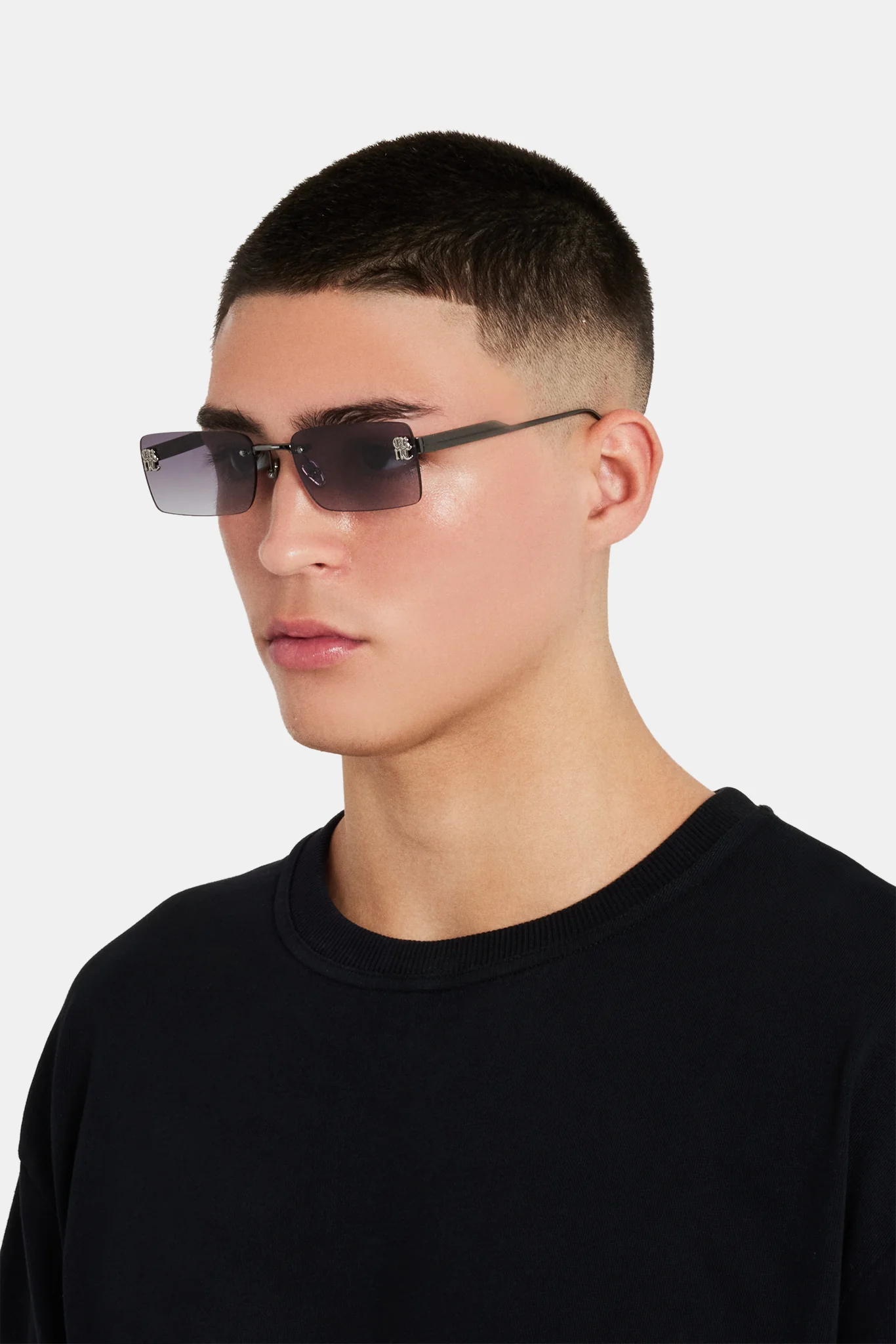 Rectangular Tinted Sunglasses - Charcoal - Image 5
