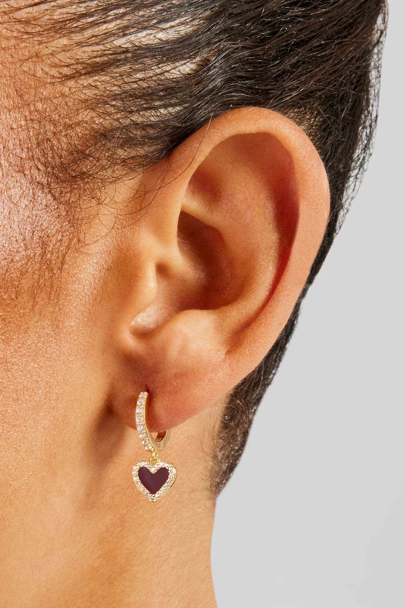 Red Enamel Heart Drop Earrings - 6mm - Image 2