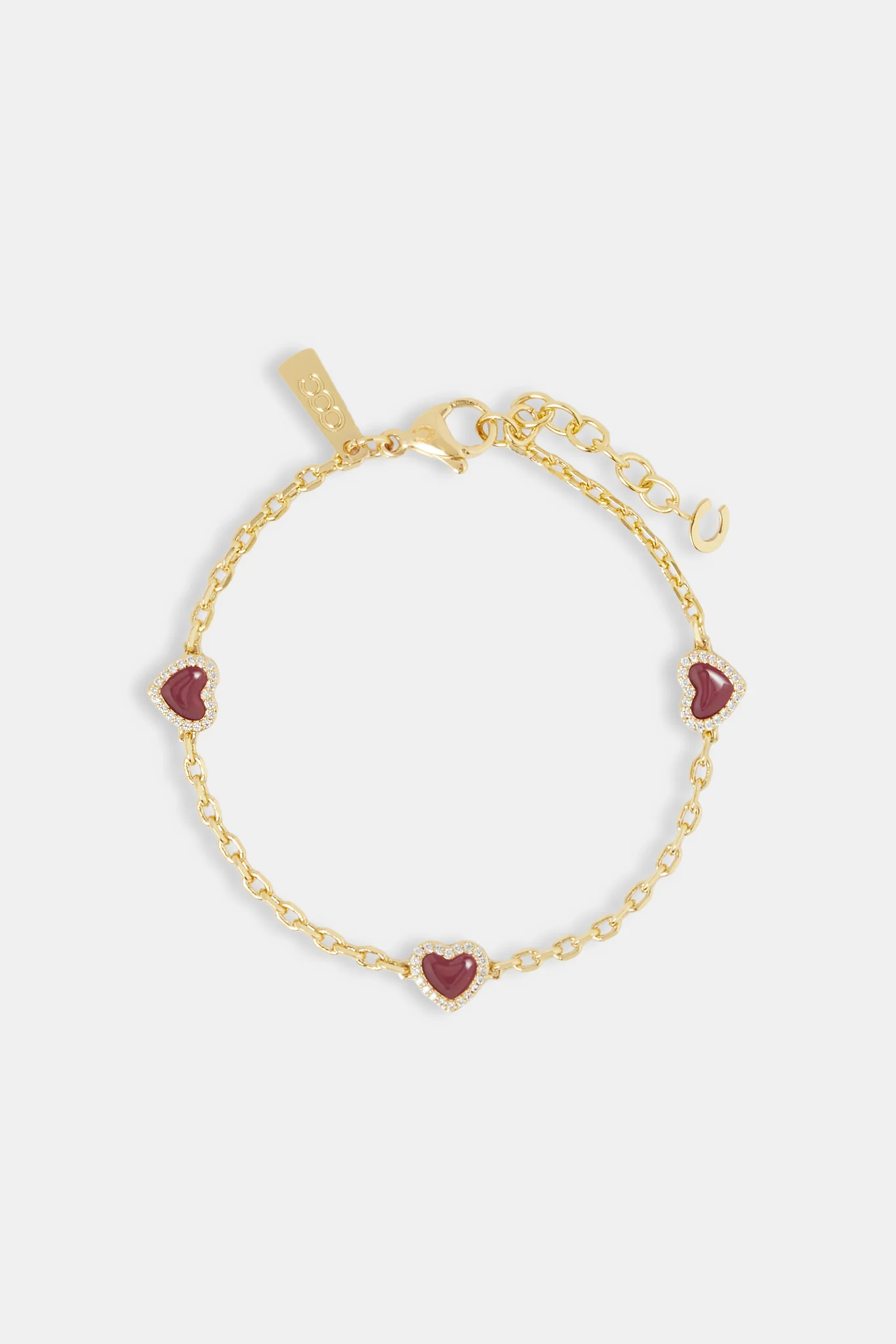 Red Enamel Heart Thin Rolo Bracelet - 8mm - Image 2