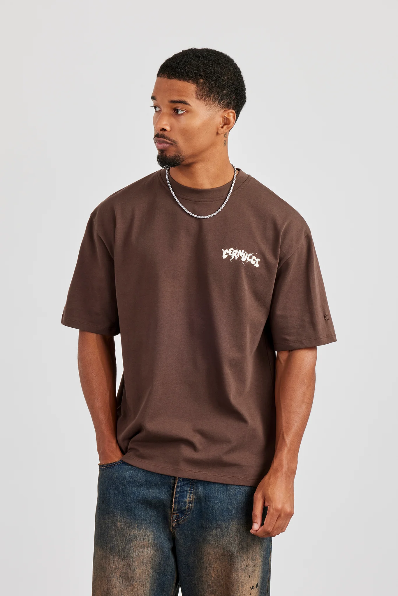 Regular Back Puff Print T-Shirt - Chocolate - Image 2