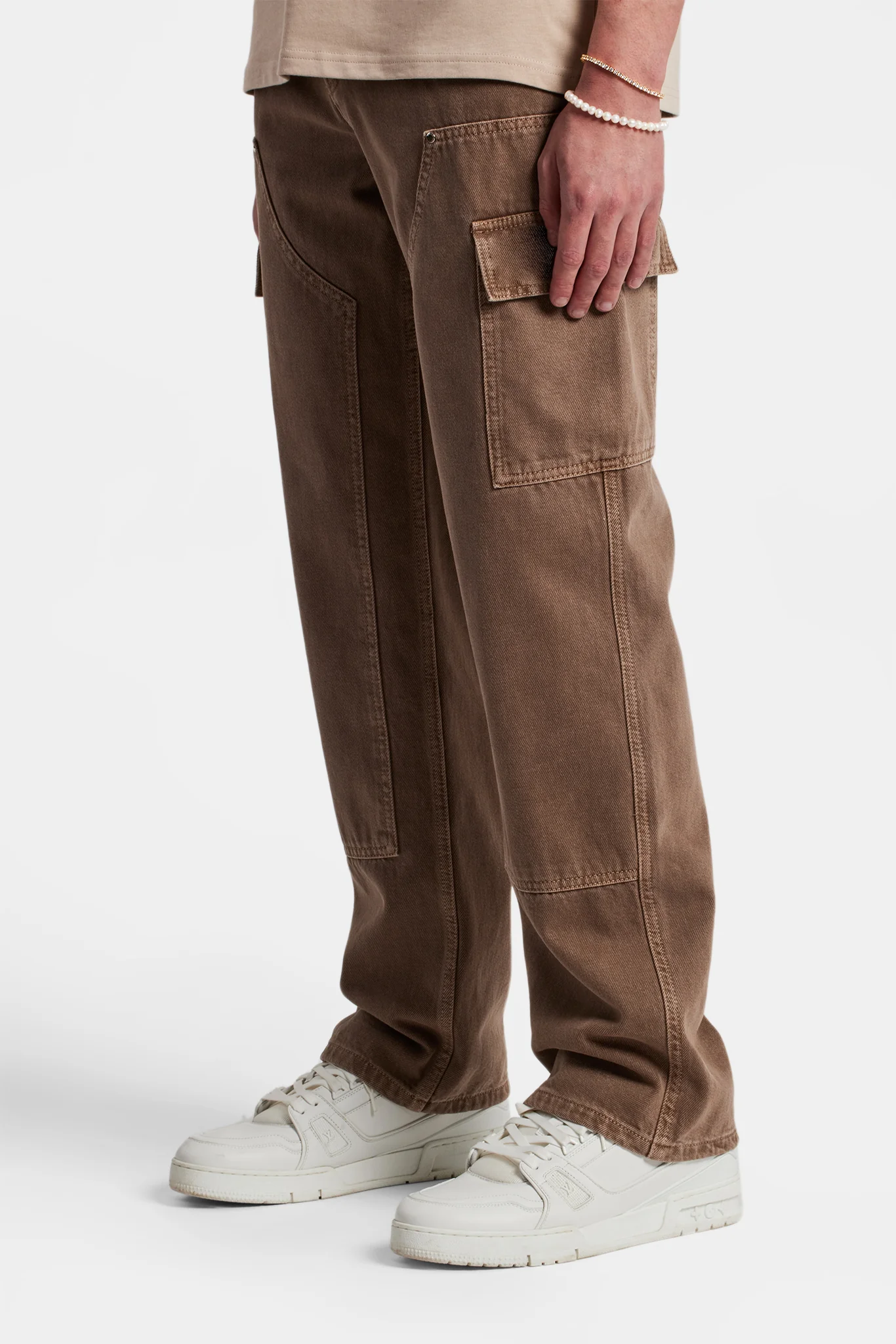 Relaxed Cargo Carpenter Jean - Washed Brown - Image 4