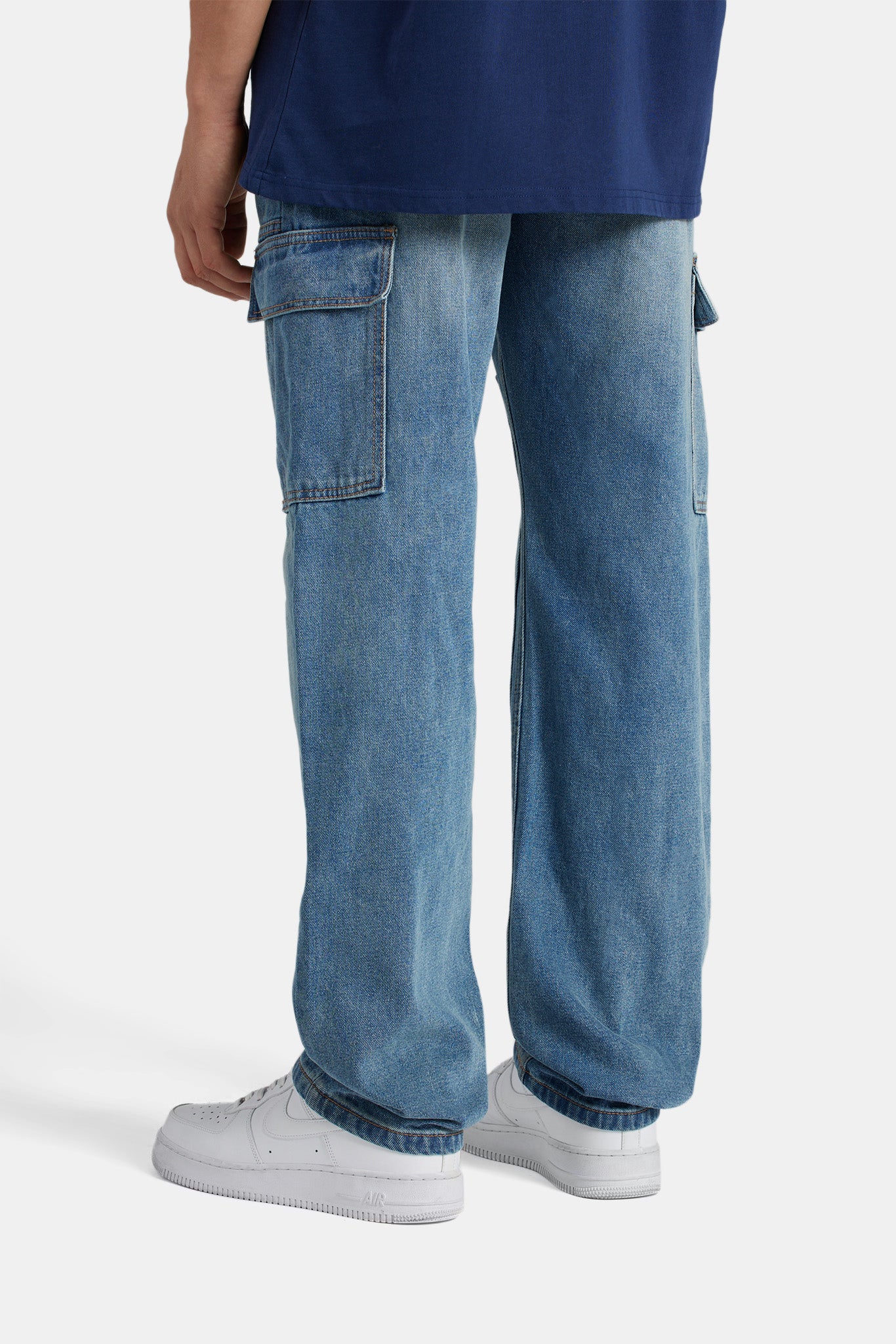 Relaxed Cargo Carpenter Jeans - Mid Blue - Image 3