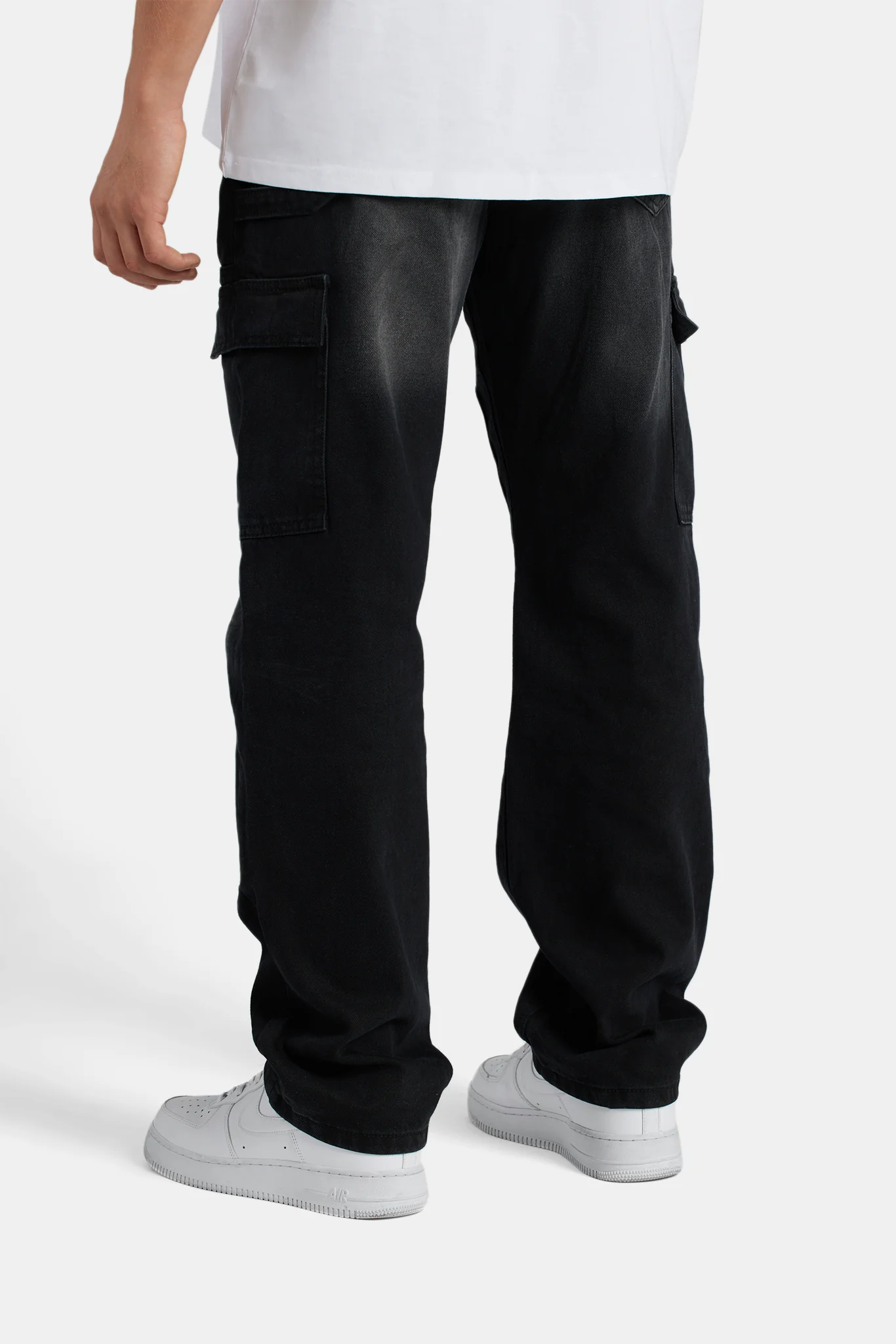 Relaxed Cargo Carpenter Jeans - Washed Black - Image 4