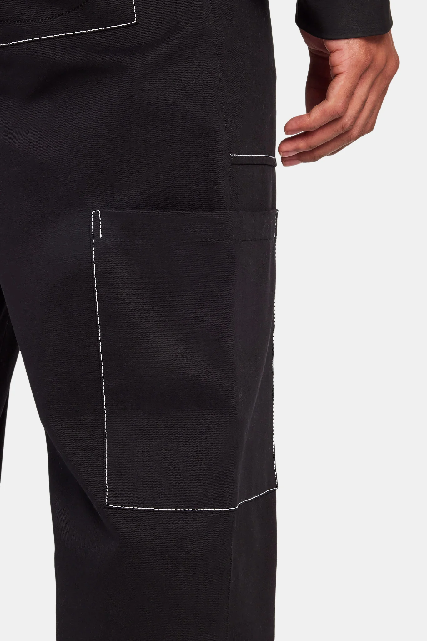 Relaxed Contrast Stitch Cargo Trouser - Black - Image 2
