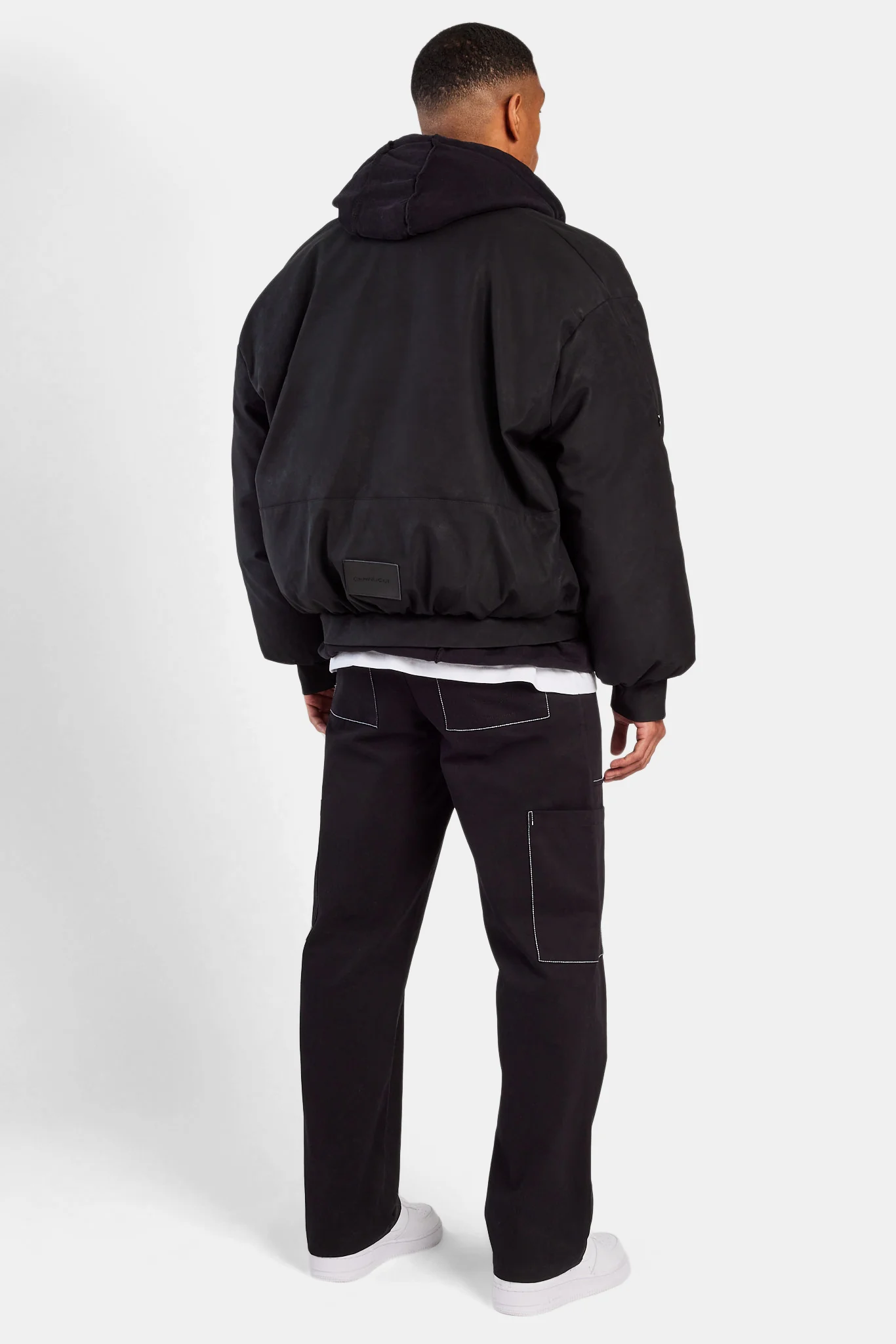 Relaxed Contrast Stitch Cargo Trouser - Black - Image 3