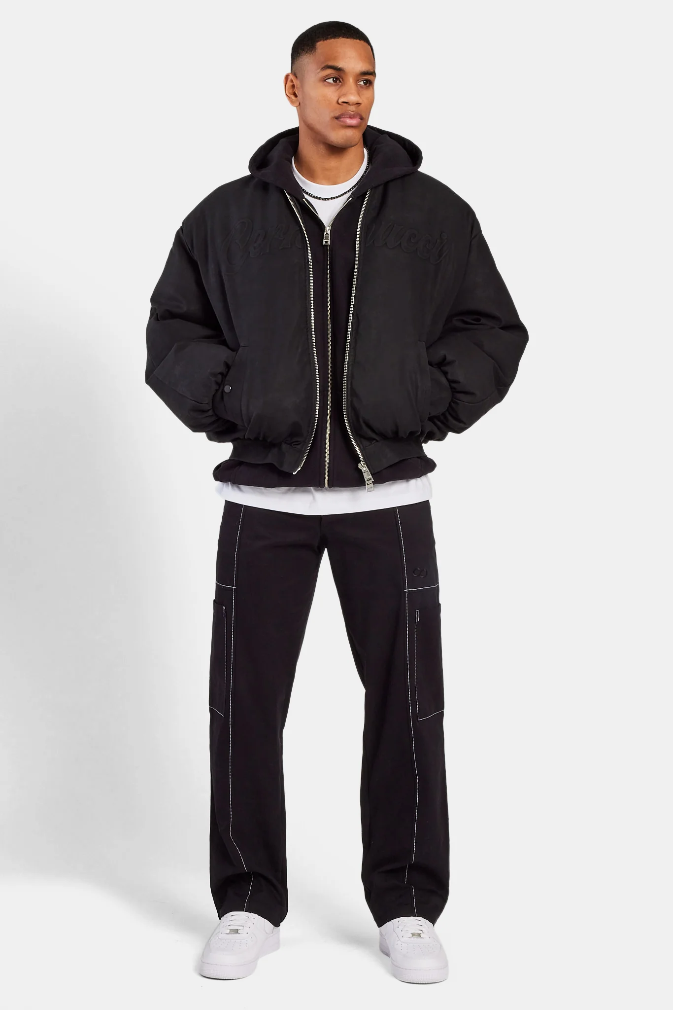 Relaxed Contrast Stitch Cargo Trouser - Black - Image 5