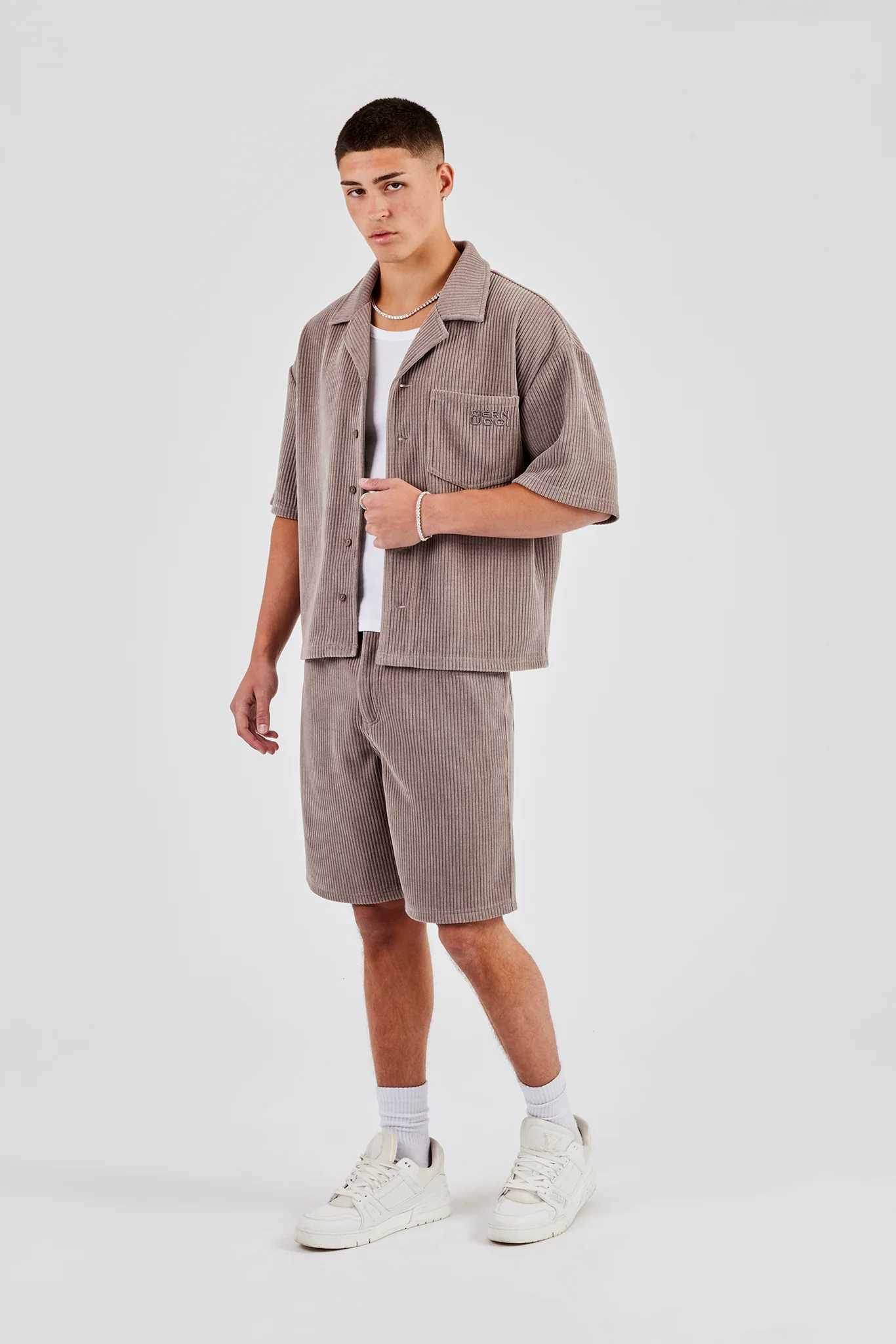 Relaxed Cord Short - Taupe - Image 5