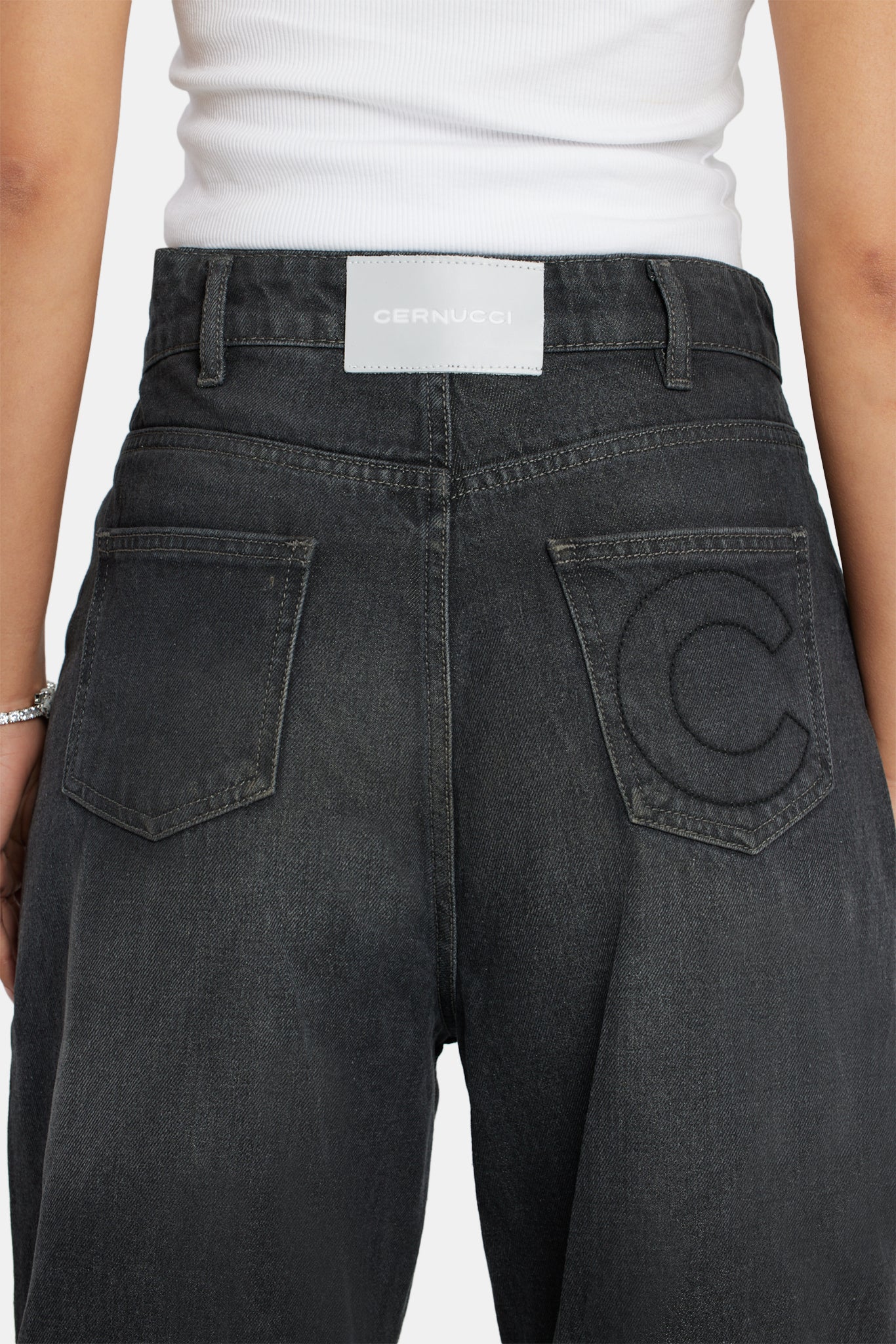 Relaxed Fit Raw Hem Jeans - Dark Grey - Image 3