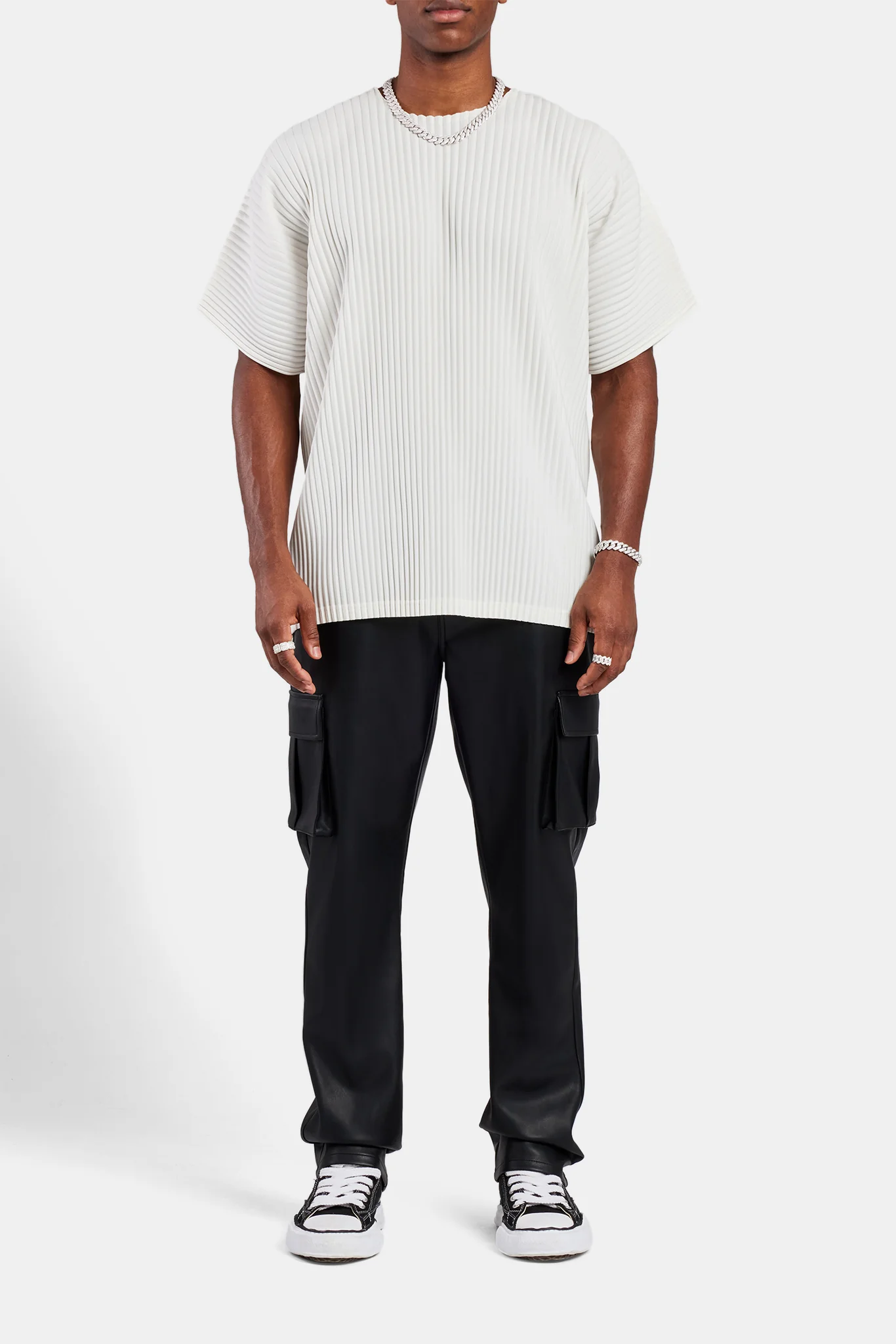 Relaxed PU Cargo Trouser - Black - Image 3
