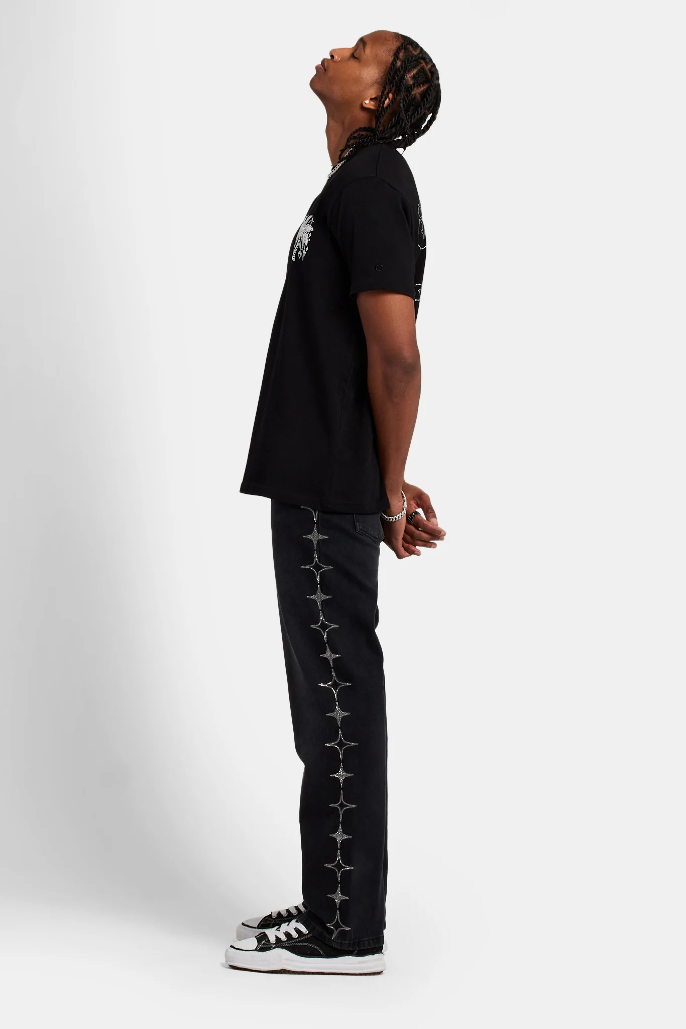 Relaxed Rhinestone Star Jeans - Washed Black - Image 2
