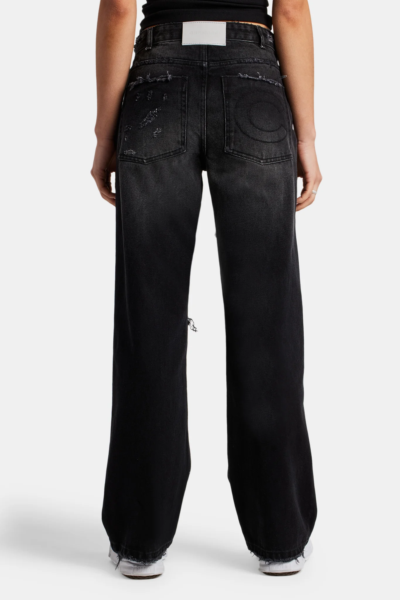 Relaxed Ripped Jeans With Distressing - Washed Black - Image 4